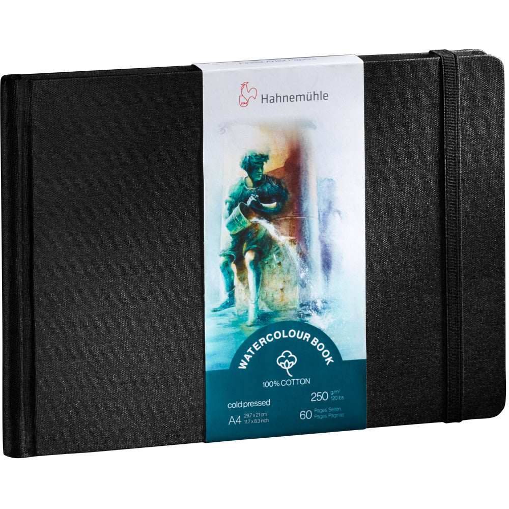 Hahnemühle Aquarellbuch – A4 – 250 g/m² – Hardcover – 30 Blatt – Schwarz – für Aquarell & Gouache