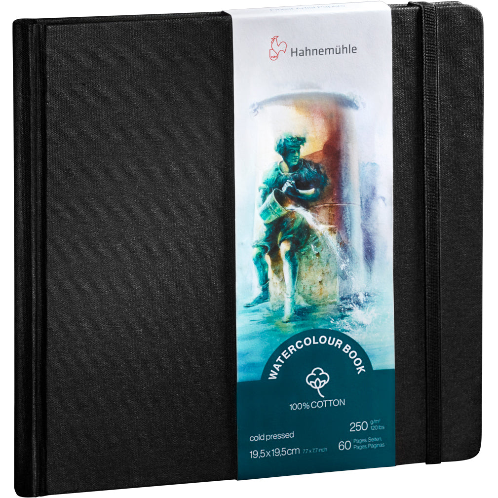 Hahnemühle Cotton Aquarellblock – 19,5 × 19,5 cm – 250 g/m² – Hardcover – 30 Blatt, feinkörnig, für Aquarell &