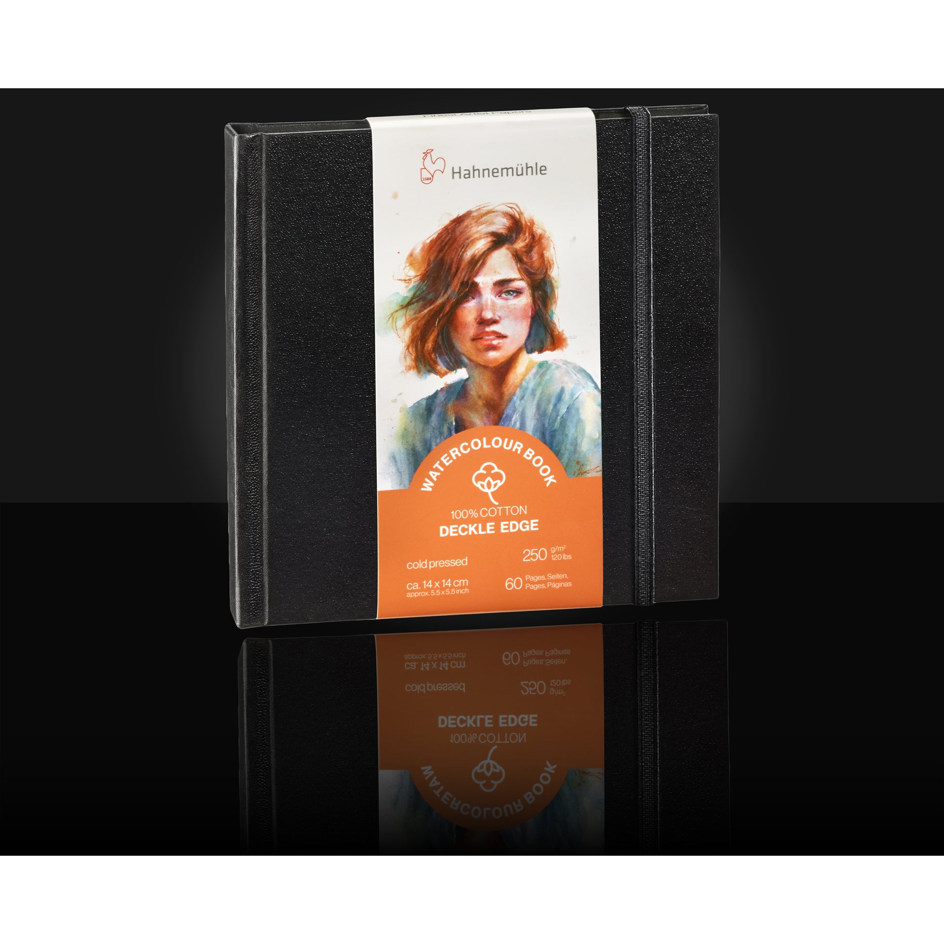 Hahnemühle Deckle Edge Aquarellbuch – 14 × 14 cm – 250 g/m² – 30 Blatt, weiss – für Aquarell & Gouache