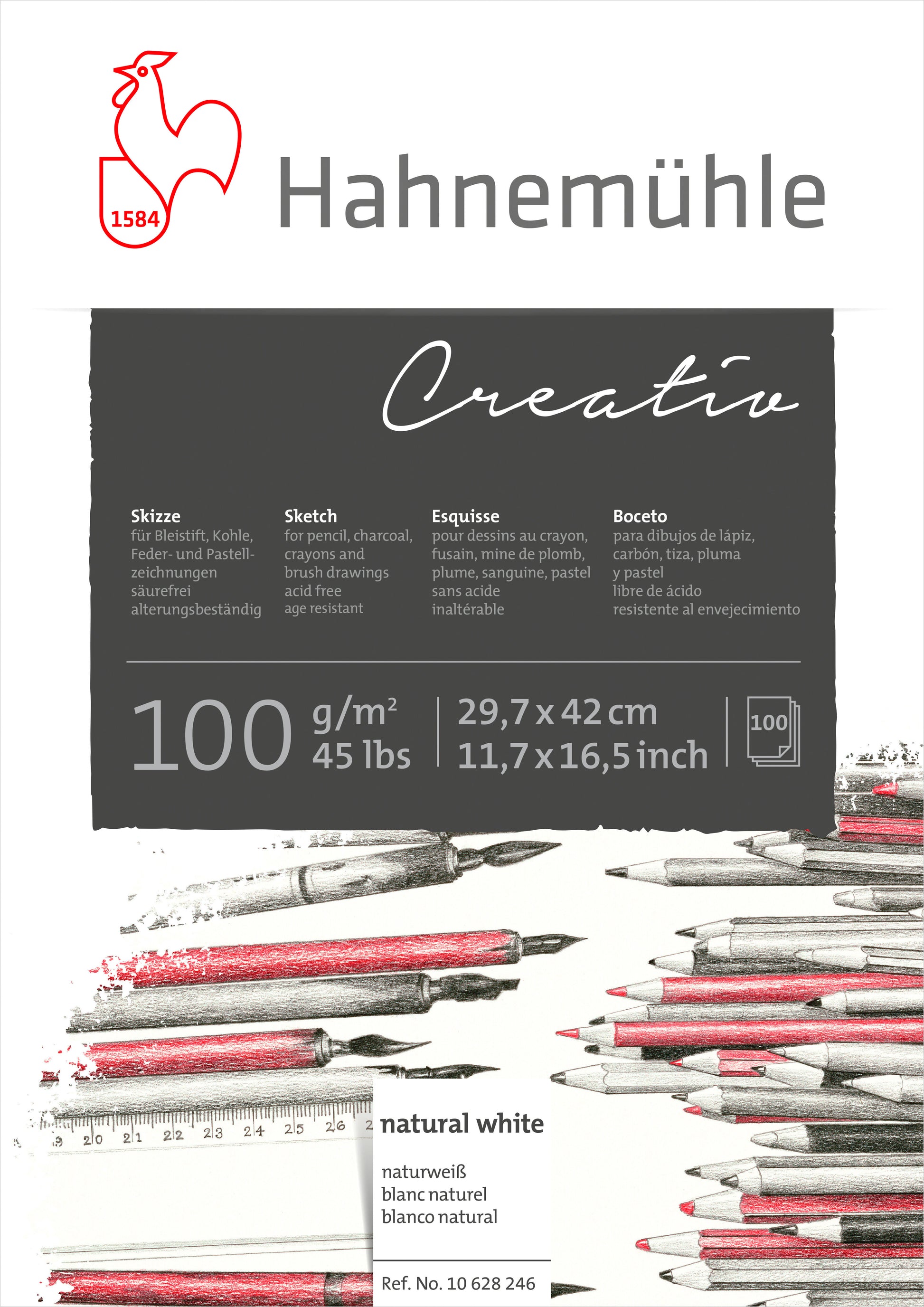 Hahnemühle Creativ Skizzenblock – A3 – 100 g/m² – 100 Blatt, weiss, glatt