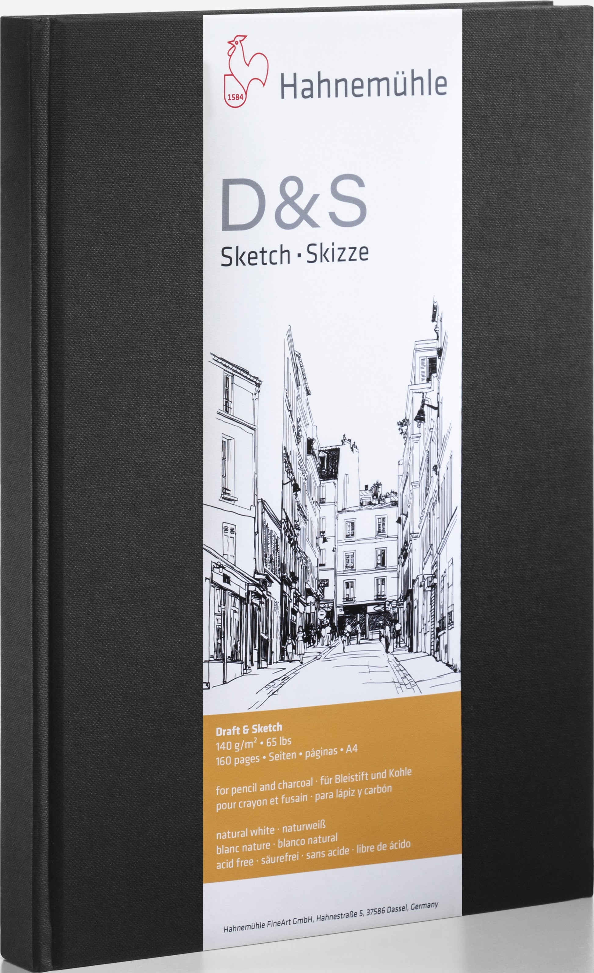 Hahnemühle Skizzenbuch D&S – A6 Hochformat – 140 g/m² – Schwarz – für Bleistift, Kohle und Tusche