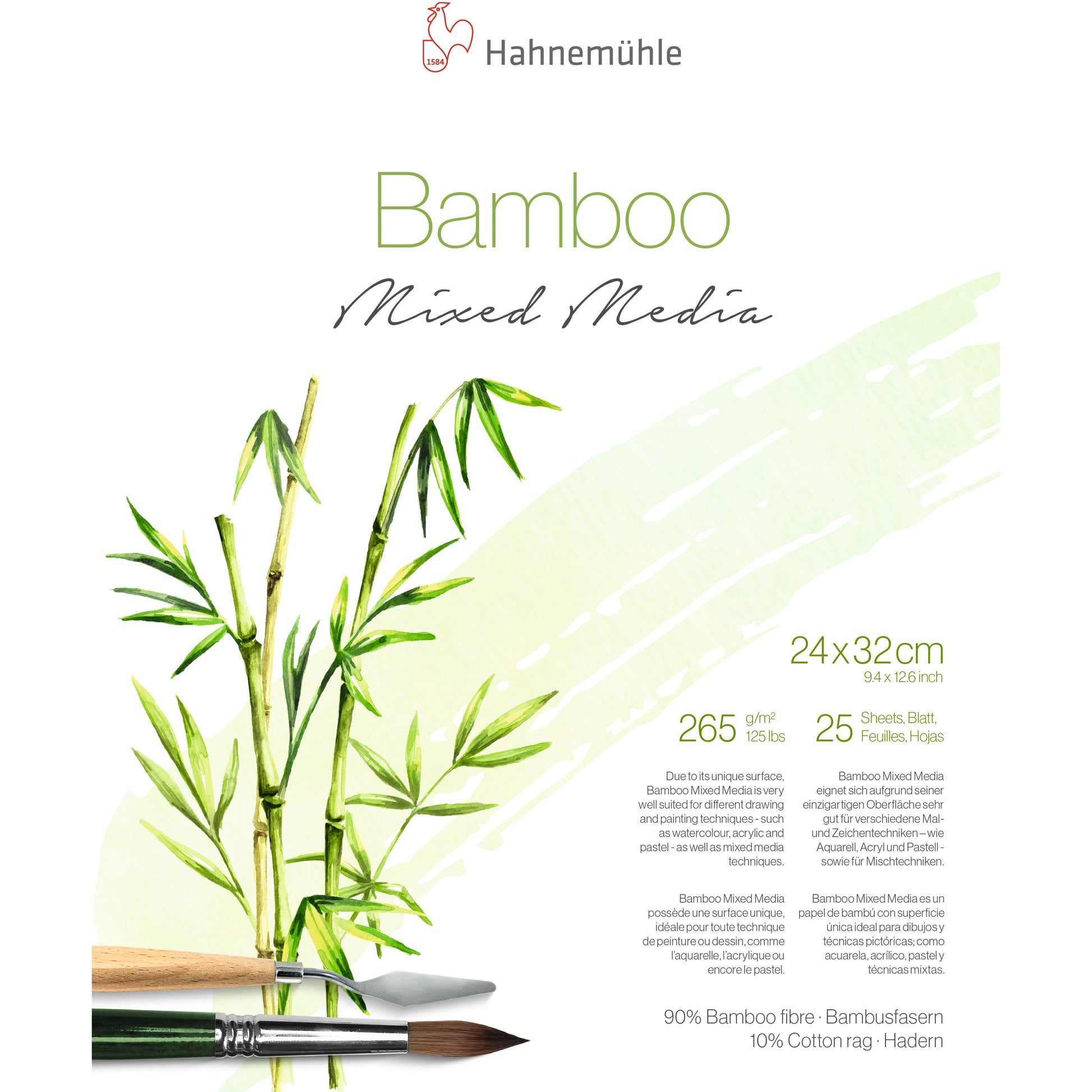 Hahnemühle Bamboo Mixed Media Block – 24 × 32 cm – 265 g/m² – 25 Blatt, für Aquarell, Gouache & Acryl und andere