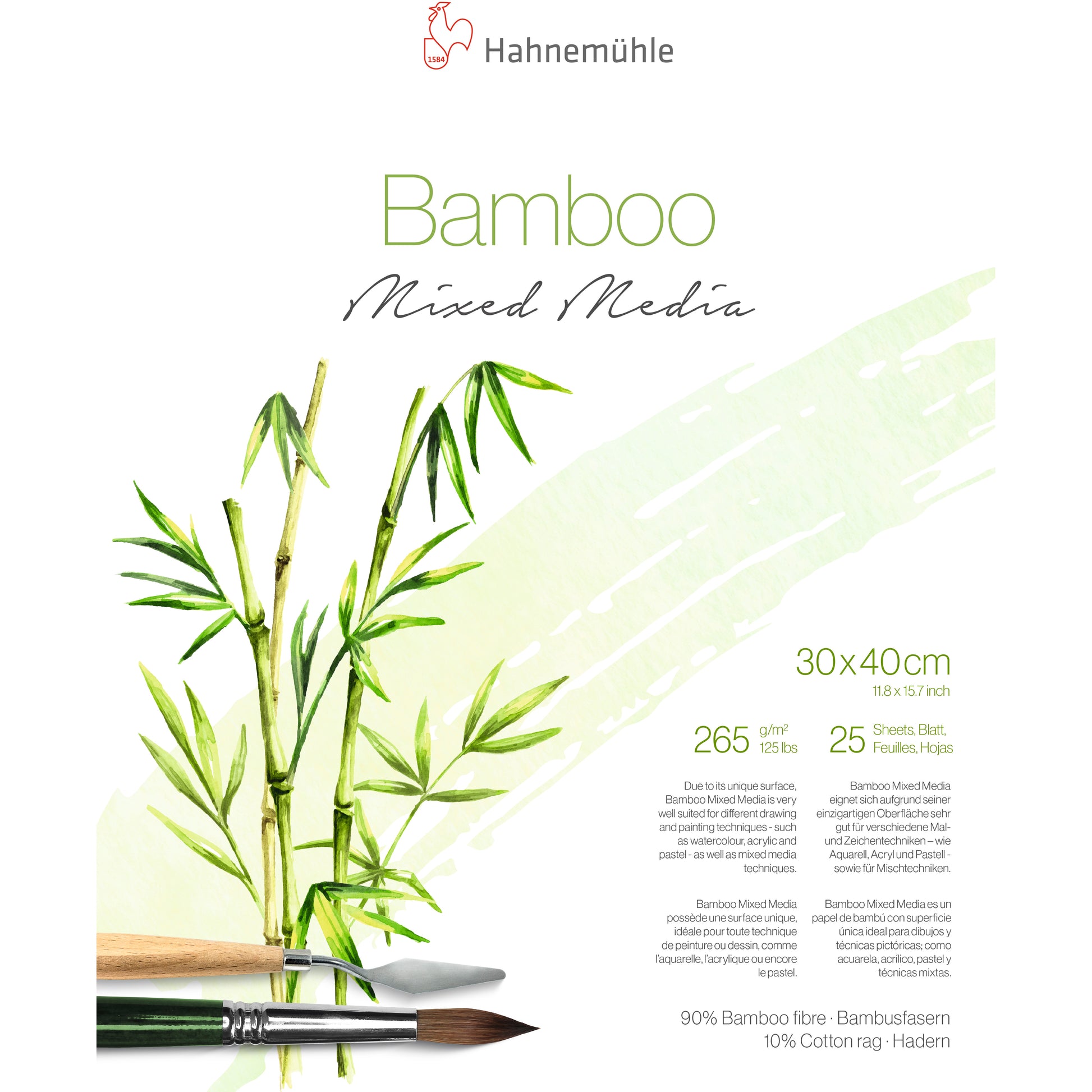 Hahnemühle Bamboo Mixed Media Block – 30 × 40 cm – 265 g/m² – 25 Blatt, weiss