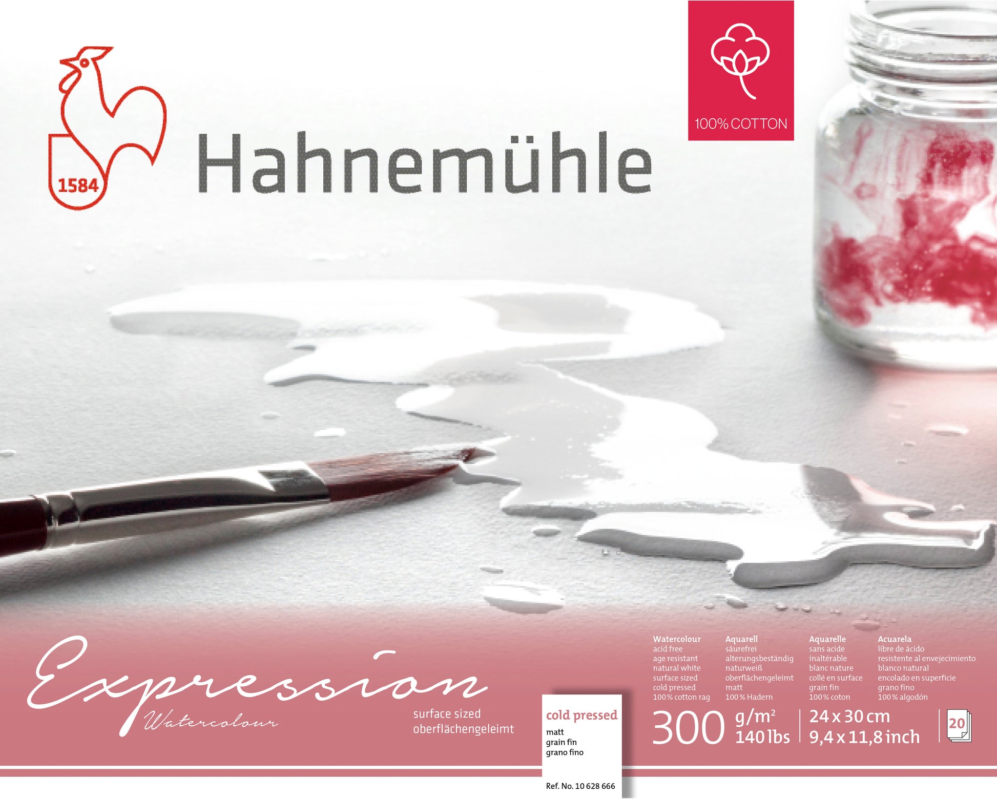 Hahnemühle Expression Aquarellblock – 24 × 30 cm – 300 g/m² – 20 Blatt