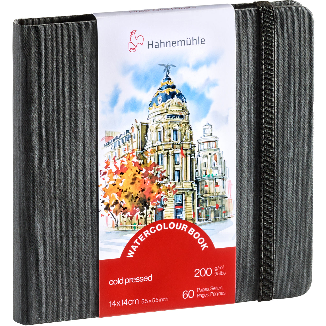 Hahnemühle Aquarellblock – 14 × 14 cm – 200 g/m² – 30 Blatt, weiss, feinkörnig – für Aquarell & Gouache