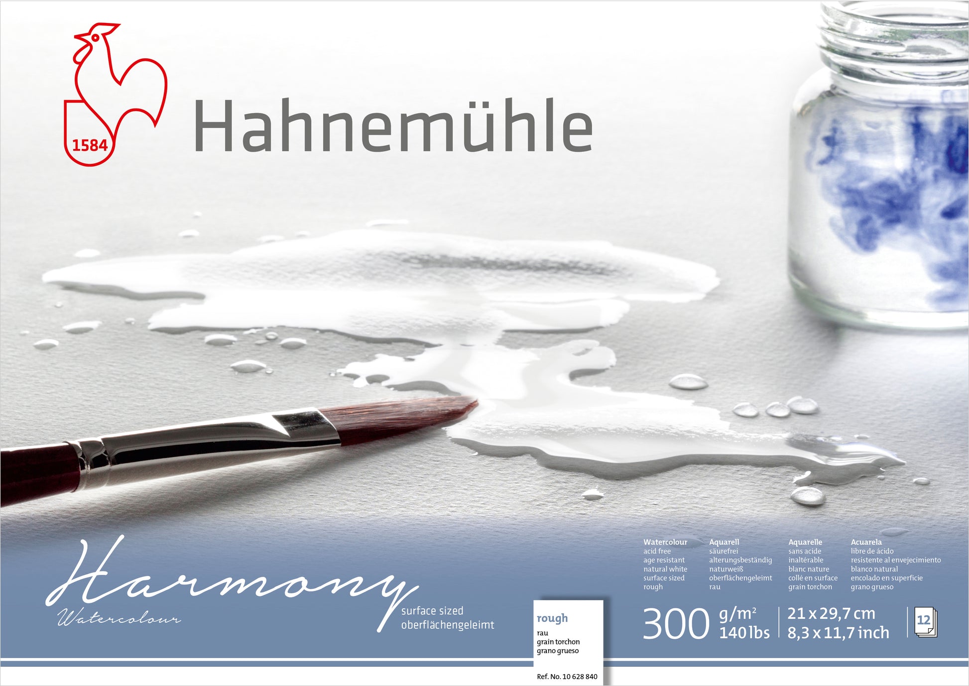 Hahnemühle Harmony Aquarellblock – A4 – 300 g/m² – 4-seitig geleimt – 12 Blatt – für Aquarell & Gouache