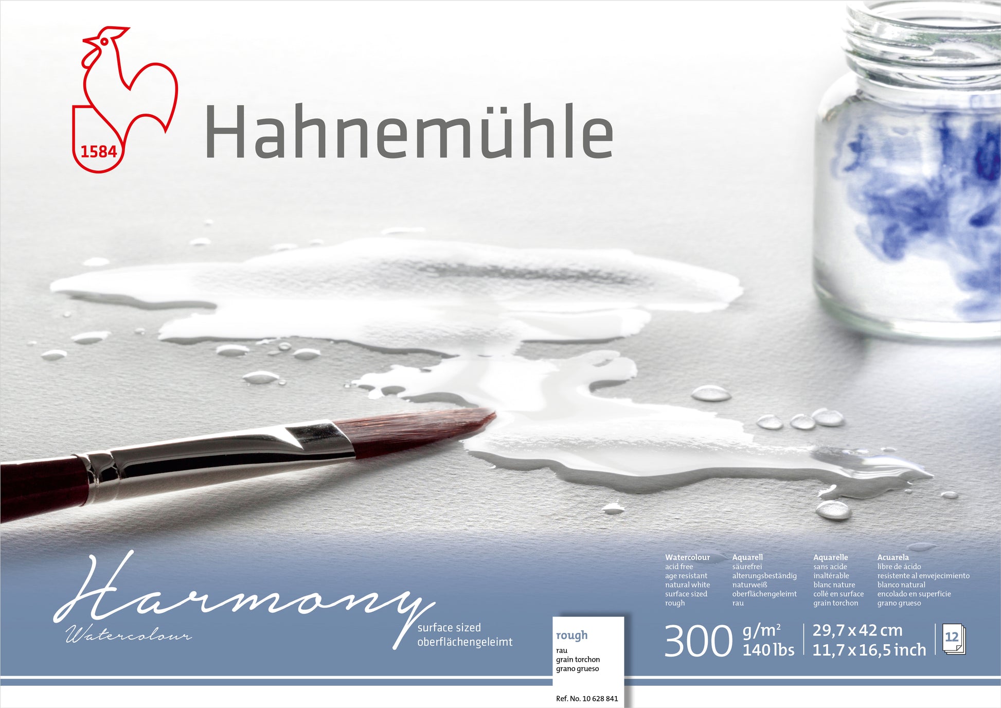 Hahnemühle Harmony Aquarellblock – A3 – 300 g/m² – 4-seitig geleimt – 12 Blatt, weiss, rau