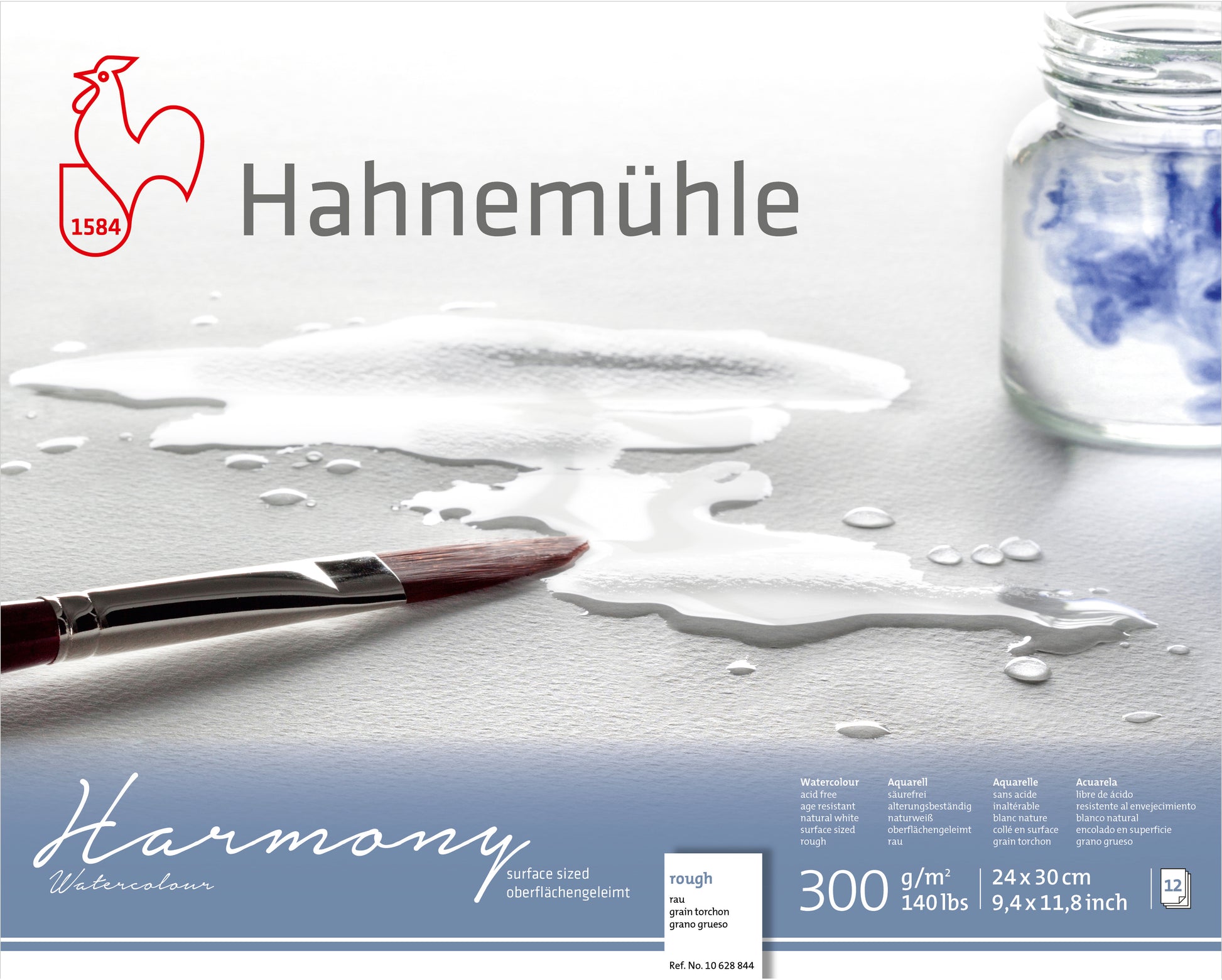 Hahnemühle Harmony Aquarellblock – 24 × 30 cm – 300 g/m² – 4-seitig geleimt – 12 Blatt, weiss, rau