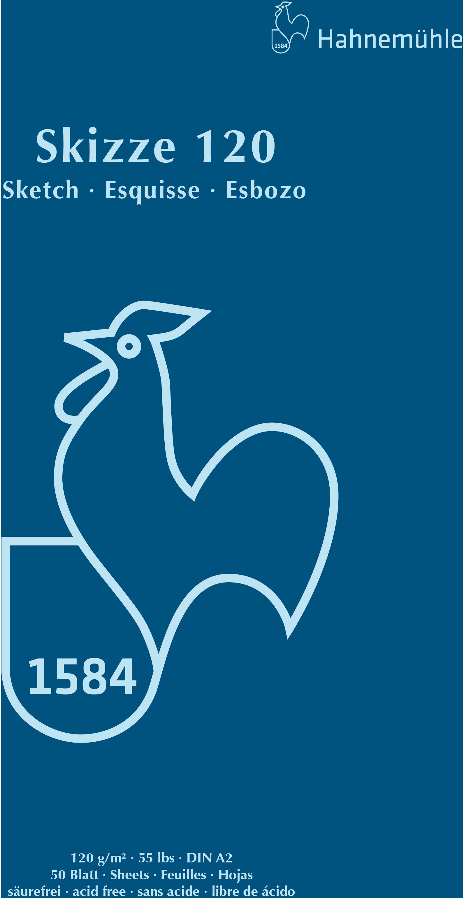 Hahnemühle Skizzenblock – A2 – 120 g/m² – 50 Blatt – für Bleistift, Kohle & Tusche