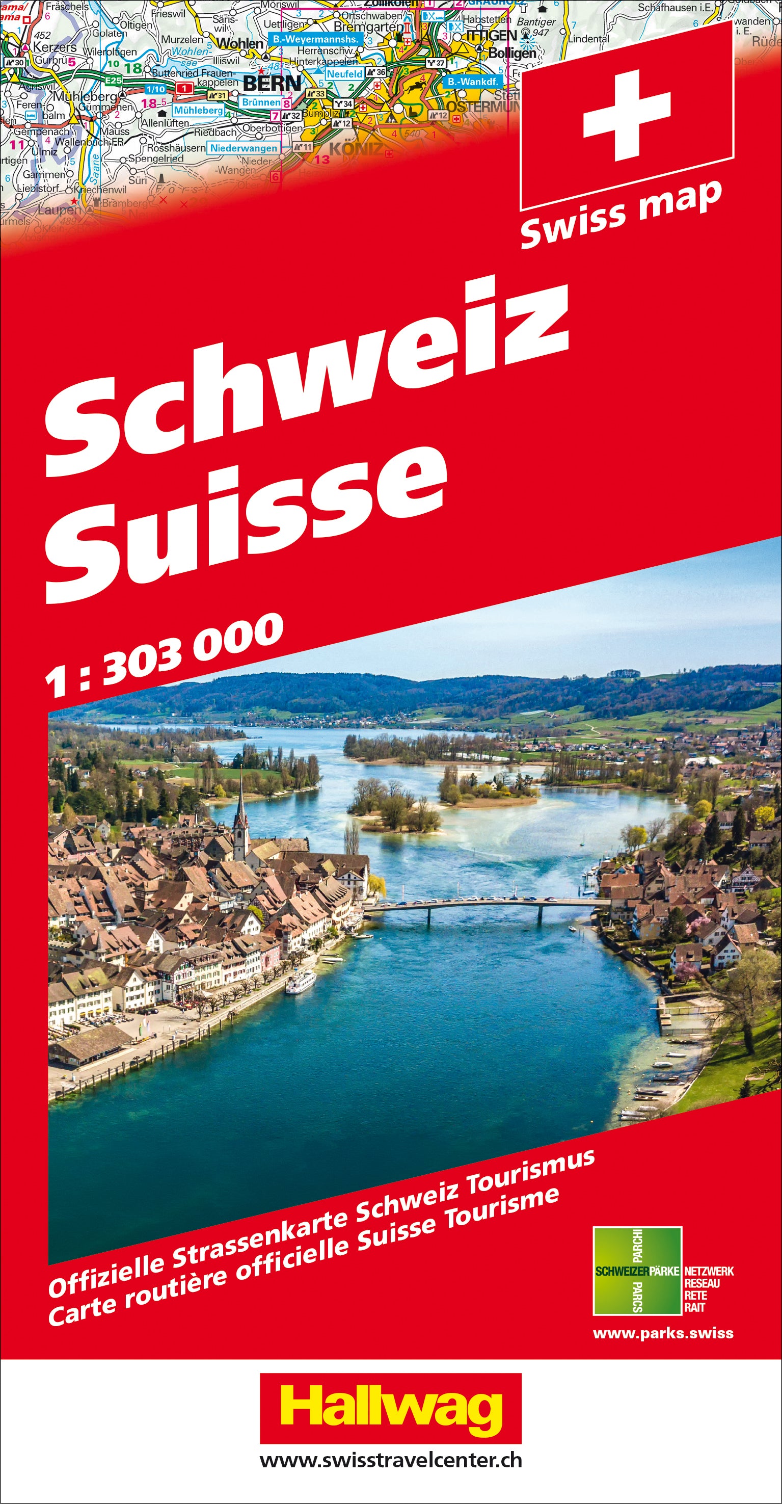 Hallwag Strassenkarte Schweiz – 1:303'000 – 132×20×255 mm – 183 g