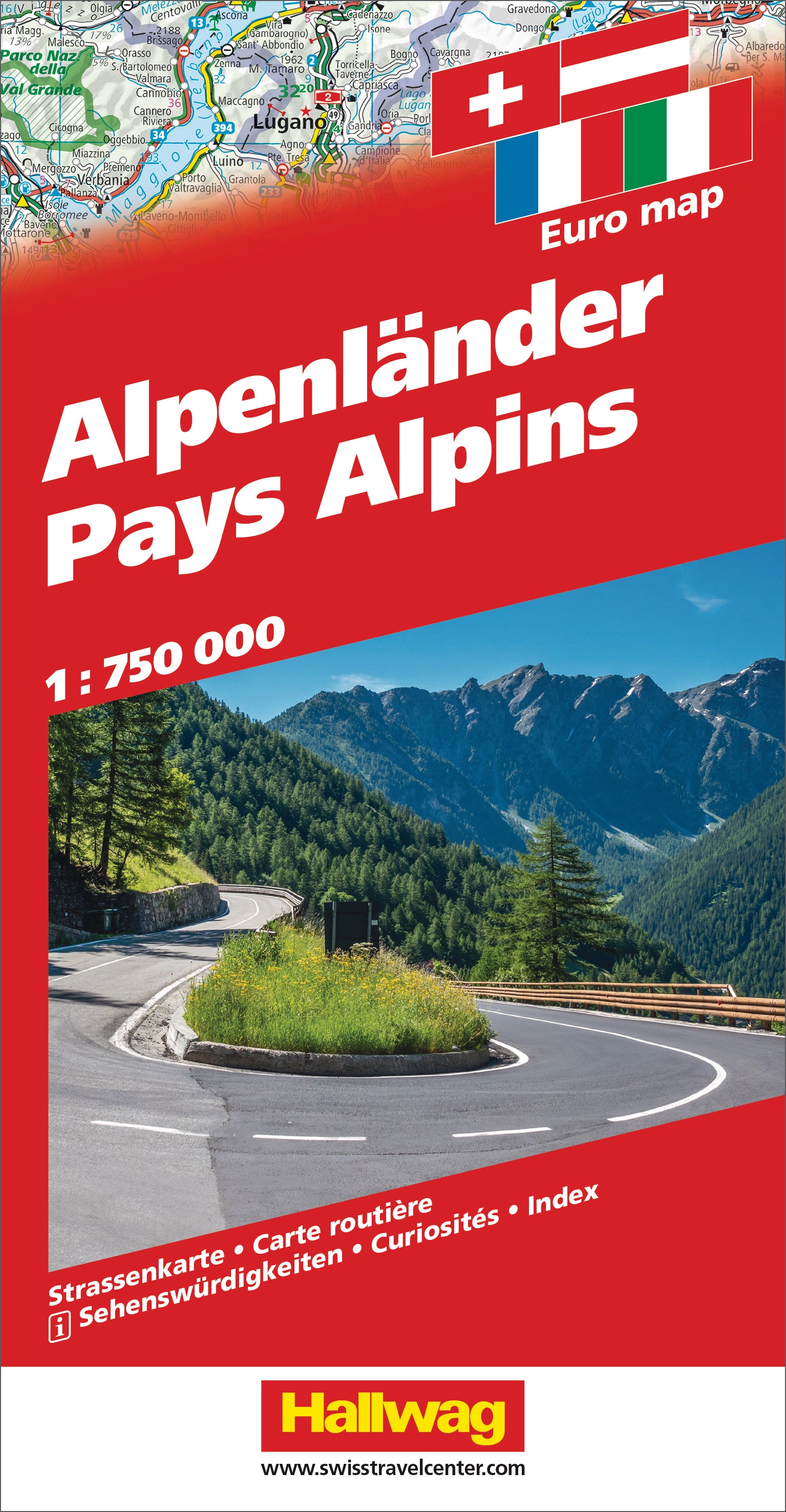 Hallwag Strassenkarte Alpenländer – 1:750'000