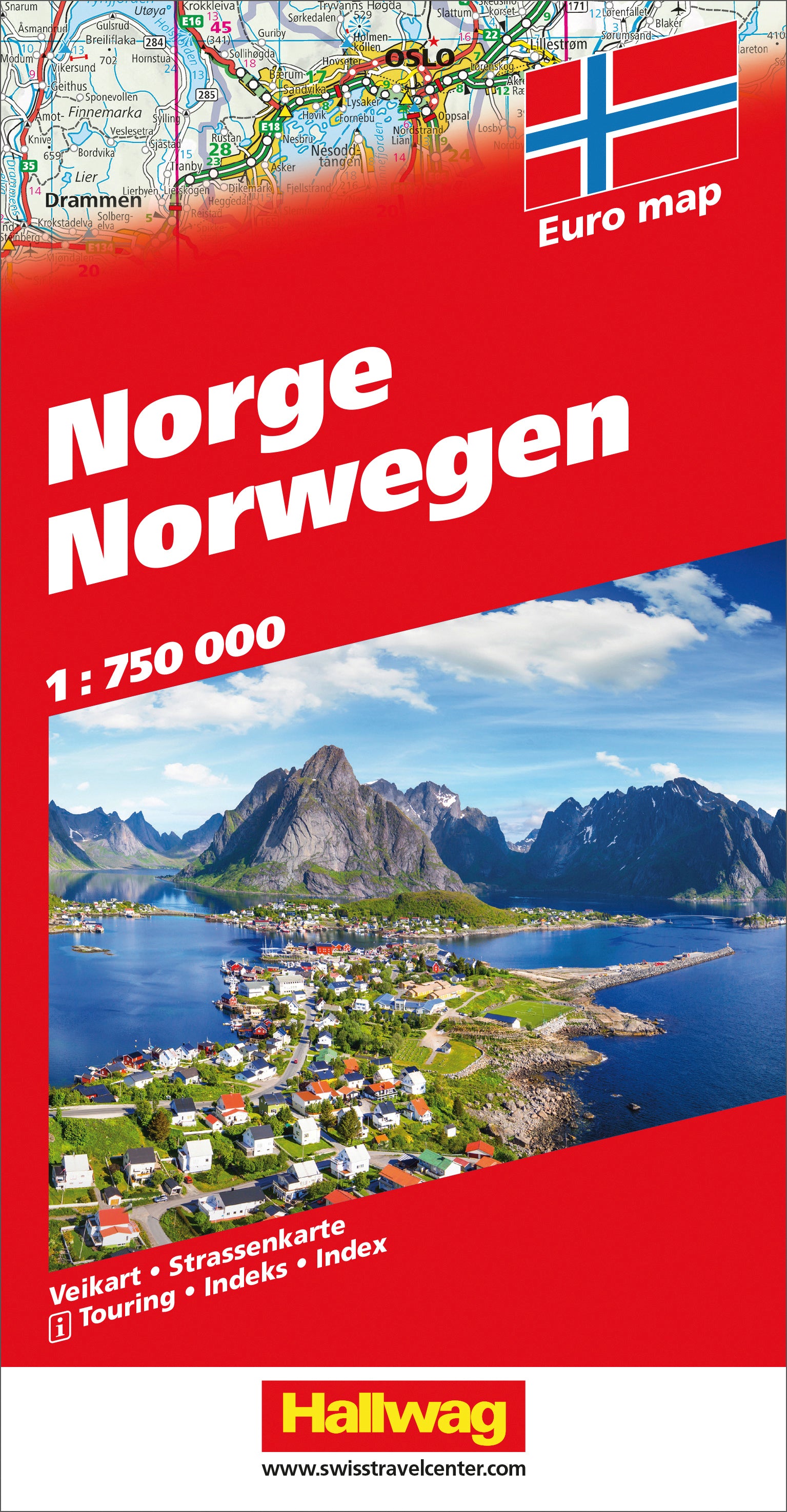 Hallwag Strassenkarte Norwegen – 1:750'000 – 130×15×253 mm