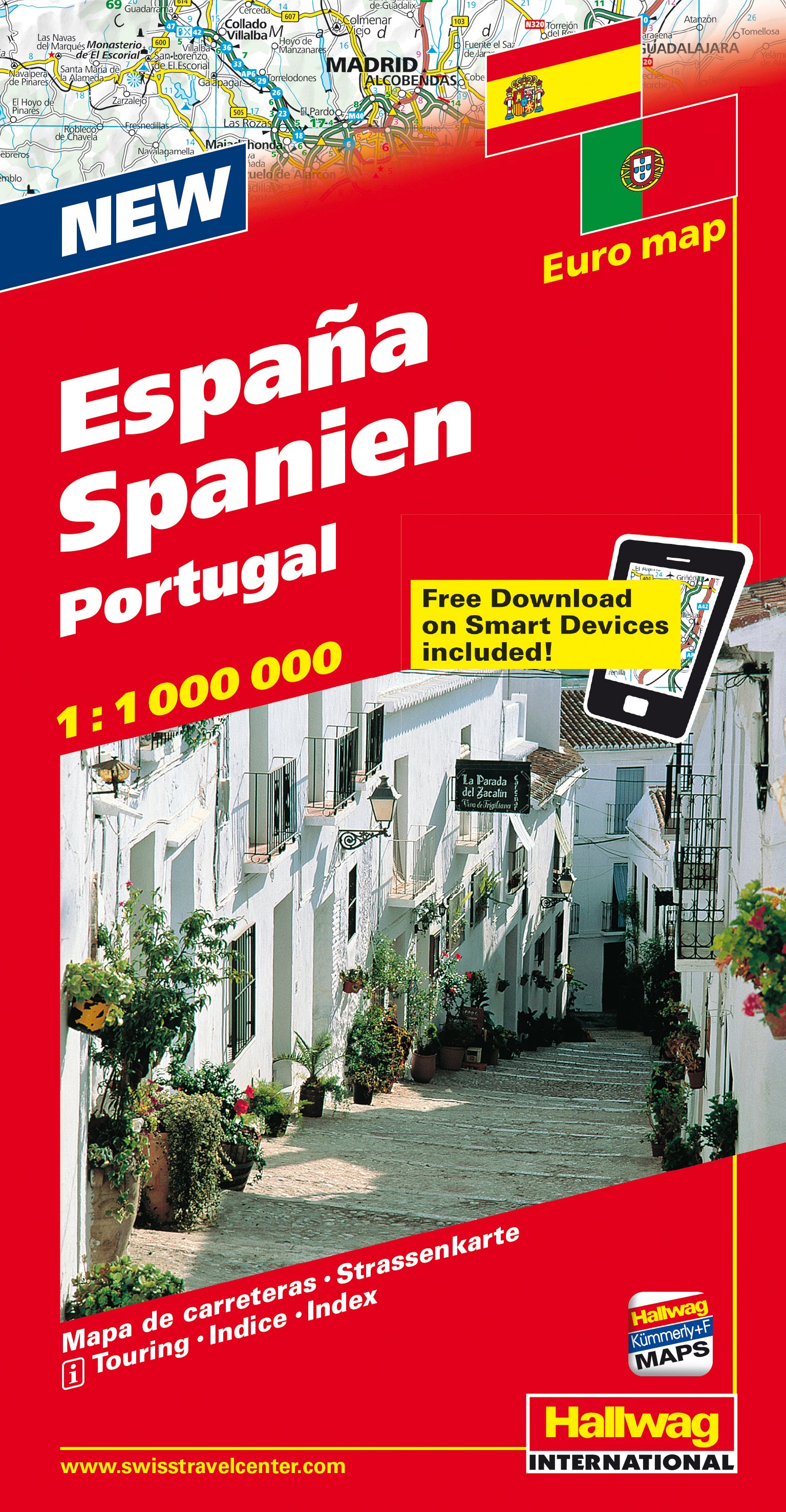 Hallwag Strassenkarte Spanien/Portugal – 1:1 Mio. – 255 × 132 × 20 mm – 177 g