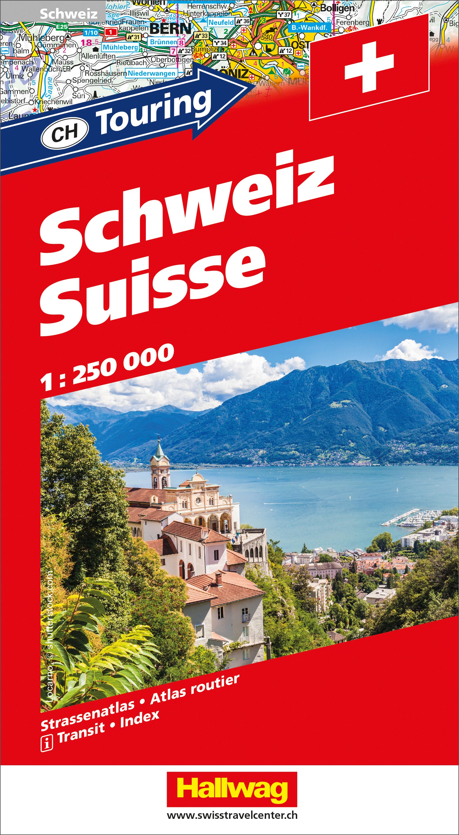 Hallwag Strassenatlas CH-Touring Schweiz – Massstab 1:250'000 – 13×24 cm – 198 g
