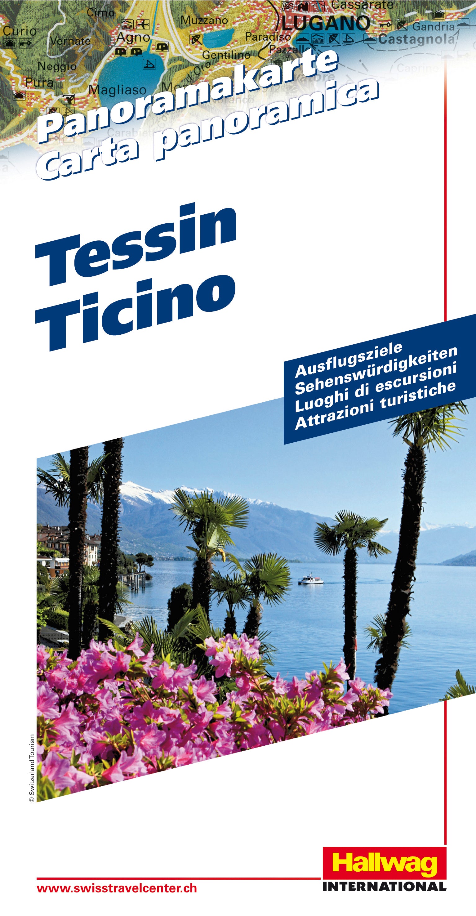 Hallwag Panoramakarte – 130×15×255 mm, 113 g – Tessin