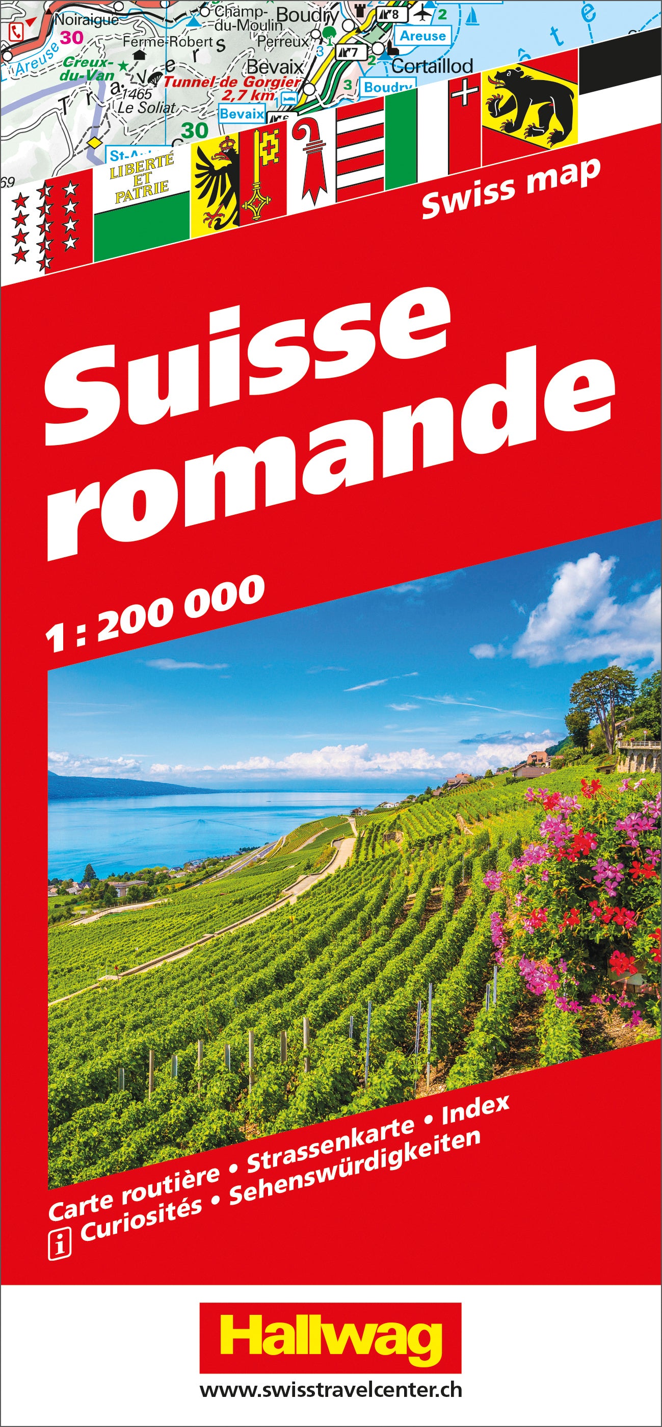 Hallwag Strassenkarte Suisse Romande – 1:200'000 – 111×16×242 mm – 95 g