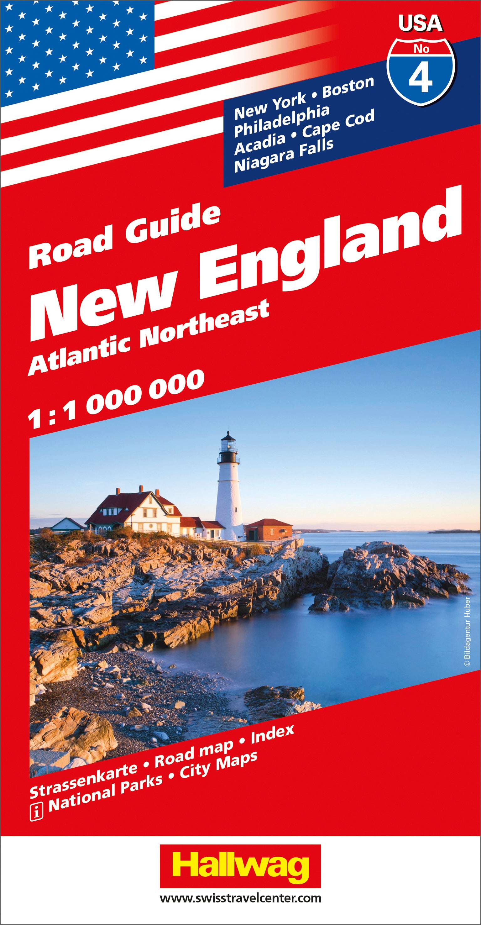 Hallwag Strassenkarte New England – 132×12×255 mm – 1:1 Mio.