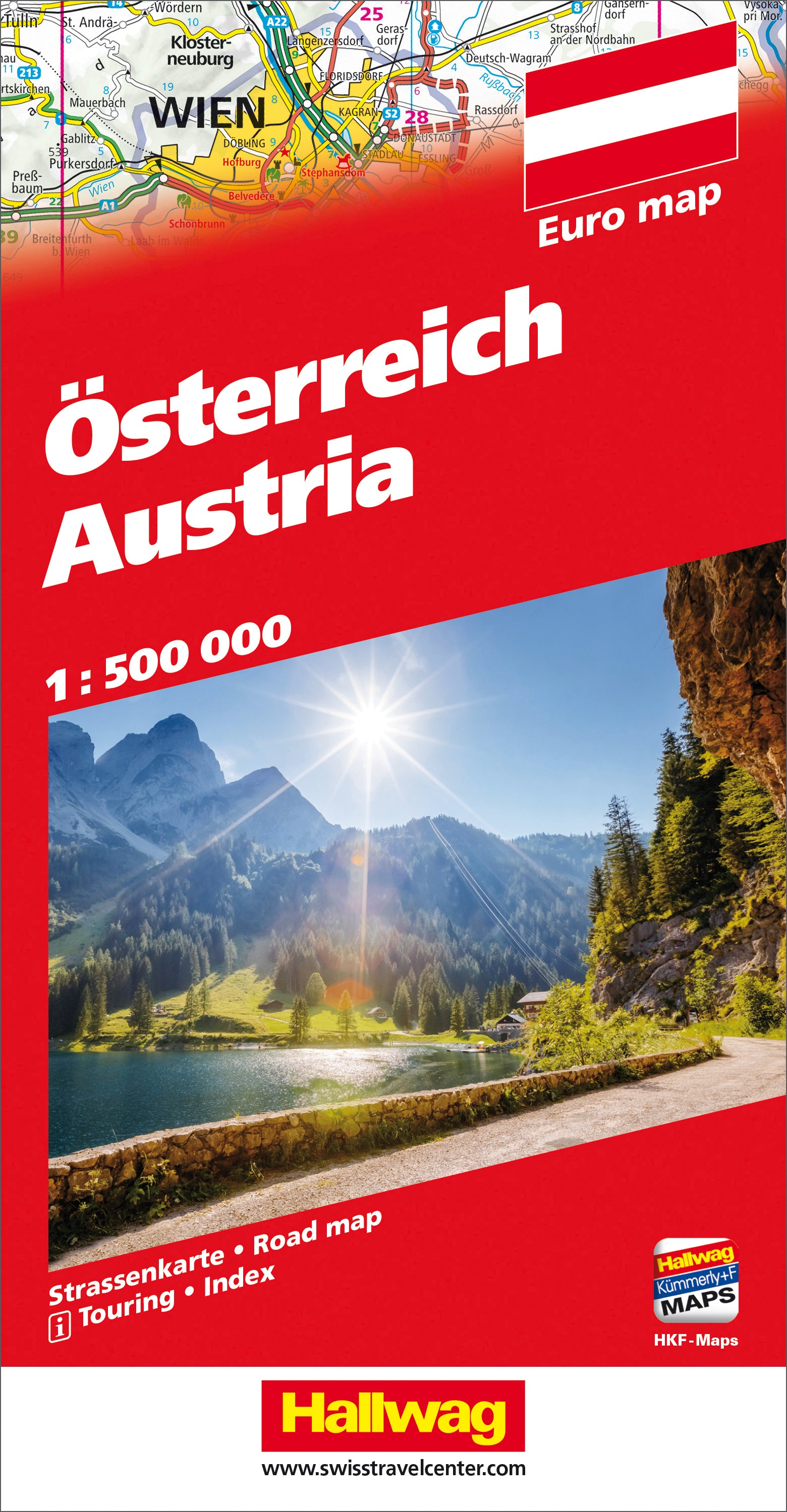 Hallwag Strassenkarte Österreich – 172 g – 1:500'000, 254×130×18 mm – 382830994