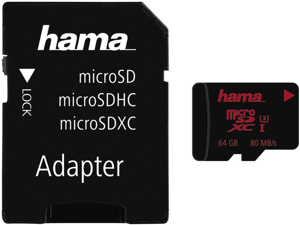 Hama 123982 microSDXC 64 GB – UHS-I, U3, 80/30 MB/s, inkl. SD-Adapter
