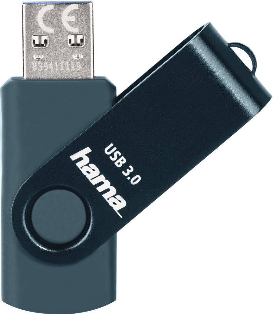 Hama Rotate 182463 – USB-Stick 32 GB, USB 3.0 (USB Typ-A), 70 MB/s, Drehring, Blau