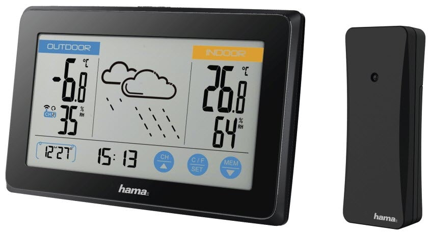 Hama 186314 Touch Temperatur-/Feuchtesensor – Kabellos, −40–60 °C, 20–95 %, Innen/Aussen