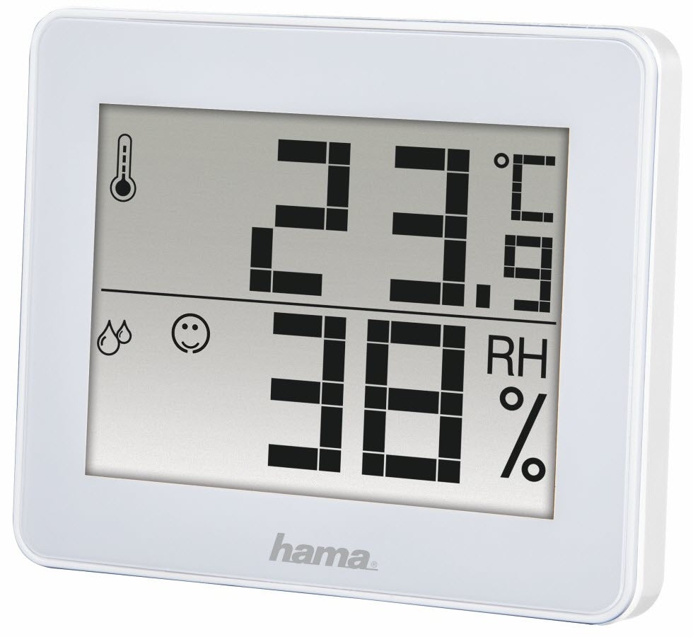 Hama TH-130 – Thermo-/Hygrosensor (Einzelsensor), digitales Display, innen – weiss