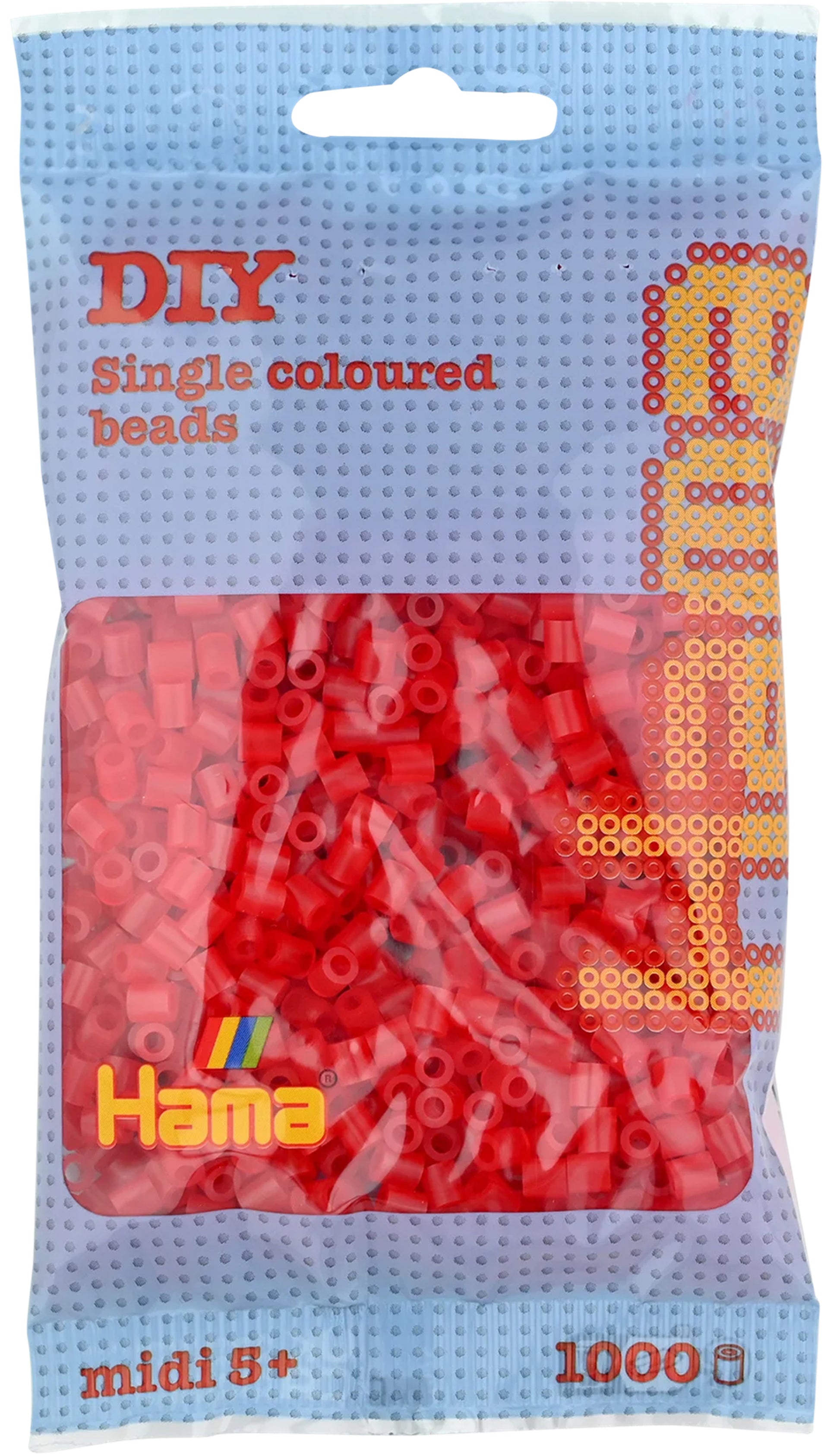 Hama Midi Bügelperlen, Transparent, Rot, 1'000 Stk., G10120713