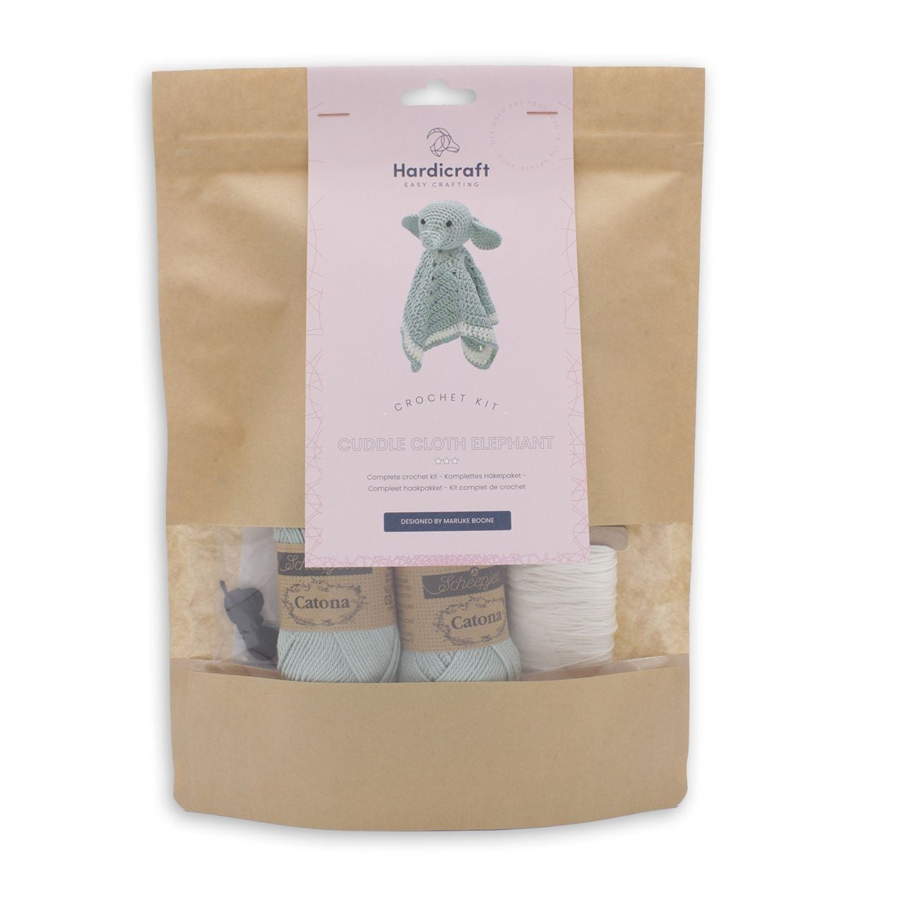 Hardicraft Häkelset Schmusetuch Elefant – Ø 28 cm – 100 % Baumwolle – HC-40MB09