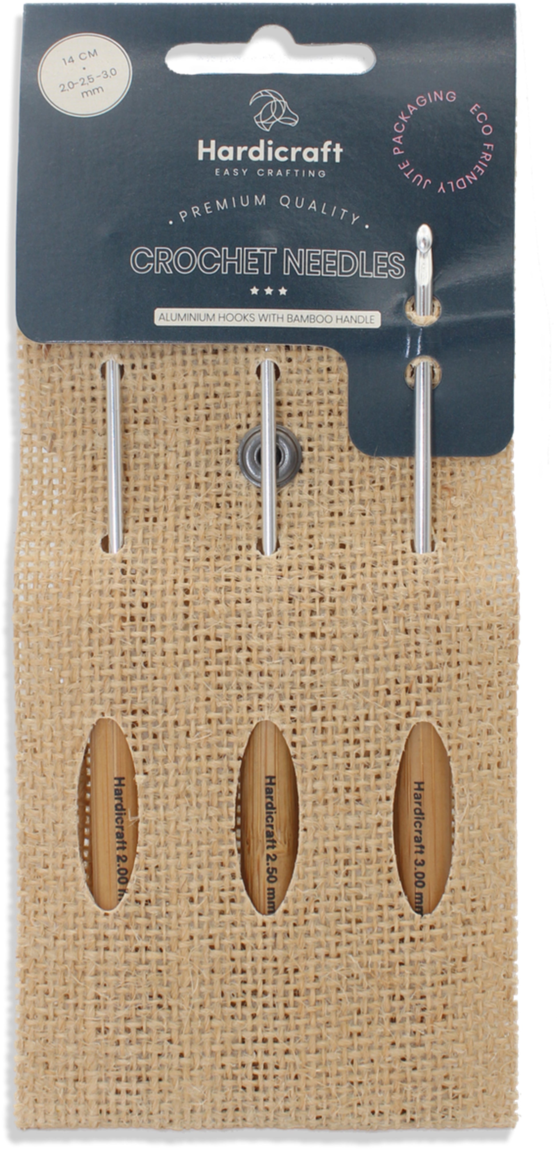 Hardicraft HC-70MB11 Häkelnadel-Set – 2–3 mm, 3 Stk., Bambusgriff/Aluminium