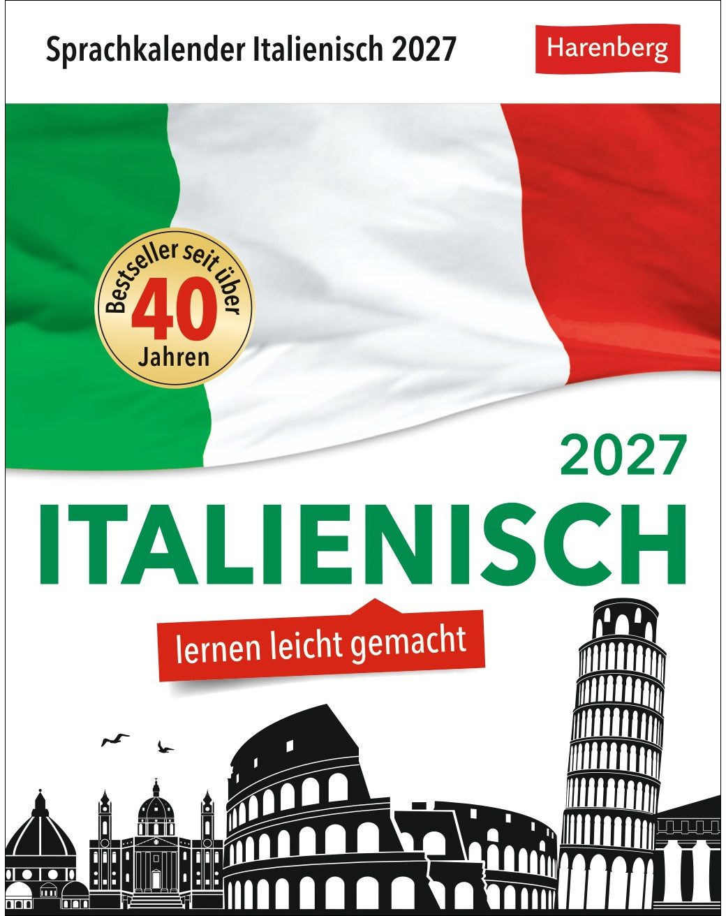 Harenberg Abreisskalender 2027 – 12,6 × 16,1 cm – Kalendarium d/i – 1 Tag/Blatt