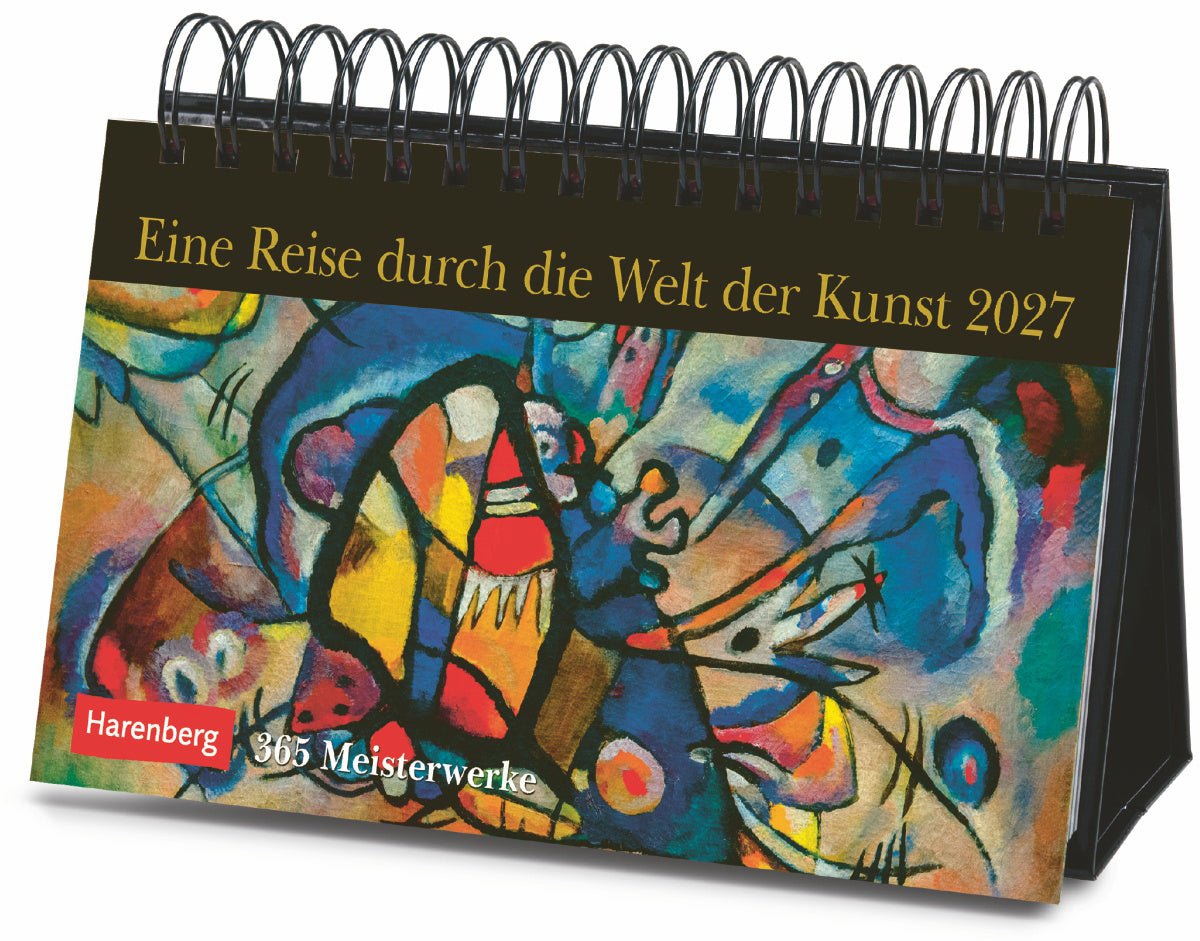 Harenberg 330980527 – Tischkalender 2027, 1 Tag/1 Seite, 23 × 17 cm, Spiralbindung, 365 Seiten, Kunst