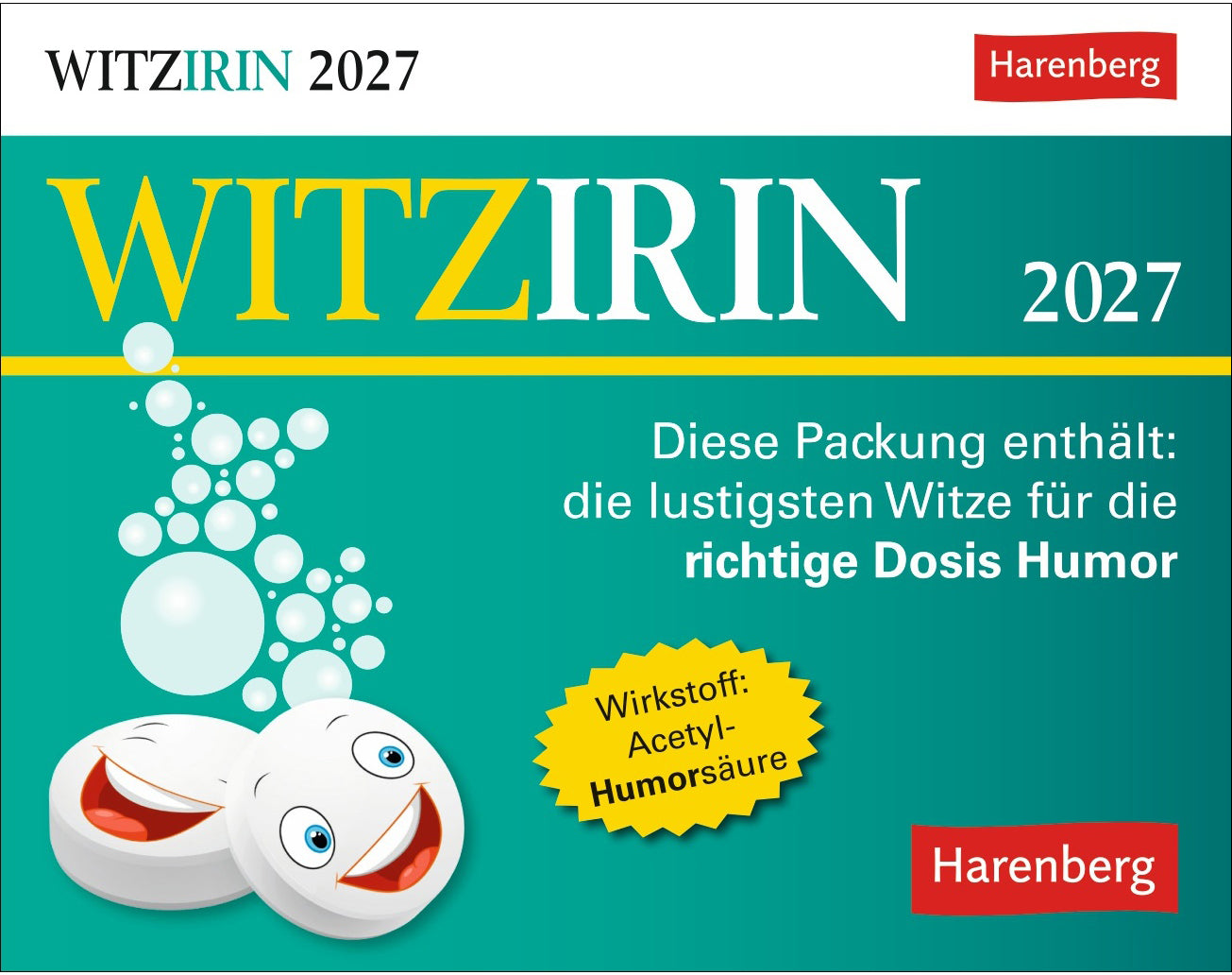 Harenberg Witzirin – Abreisskalender 2027 – 11,5 × 14,4 cm – Kalendarium deutsch – 1 Tag/Blatt