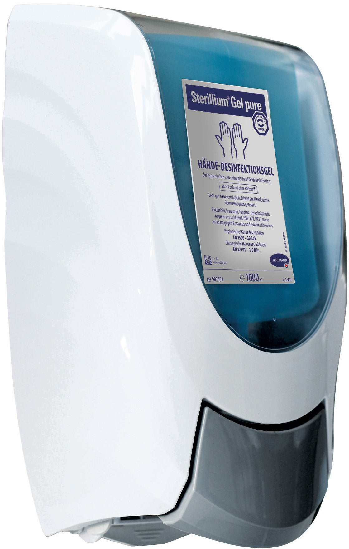 Hartmann CleanSafe Manueller Seifenspender – Wandmontage – 1'000 ml, Kunststoff