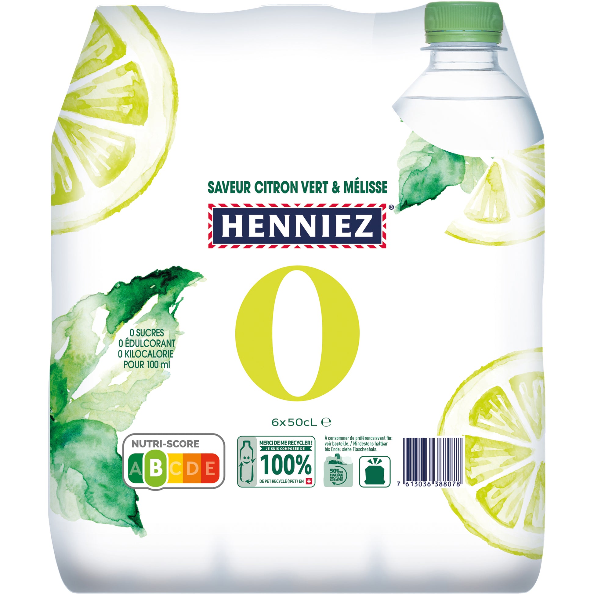 Henniez 0 – Wasser mit Geschmack, Limette & Melisse – 6 × 50 cl