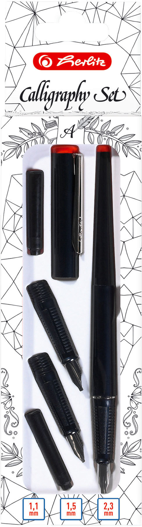Herlitz Kalligrafie-Set – 3 Spitzen (1,1/1,5/2,3 mm) – Schwarz