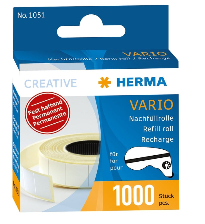 HERMA Vario permanente Haftpunkte – 12 × 13 mm, 1'000 Stk., weiss, für Fotos, Dokumente