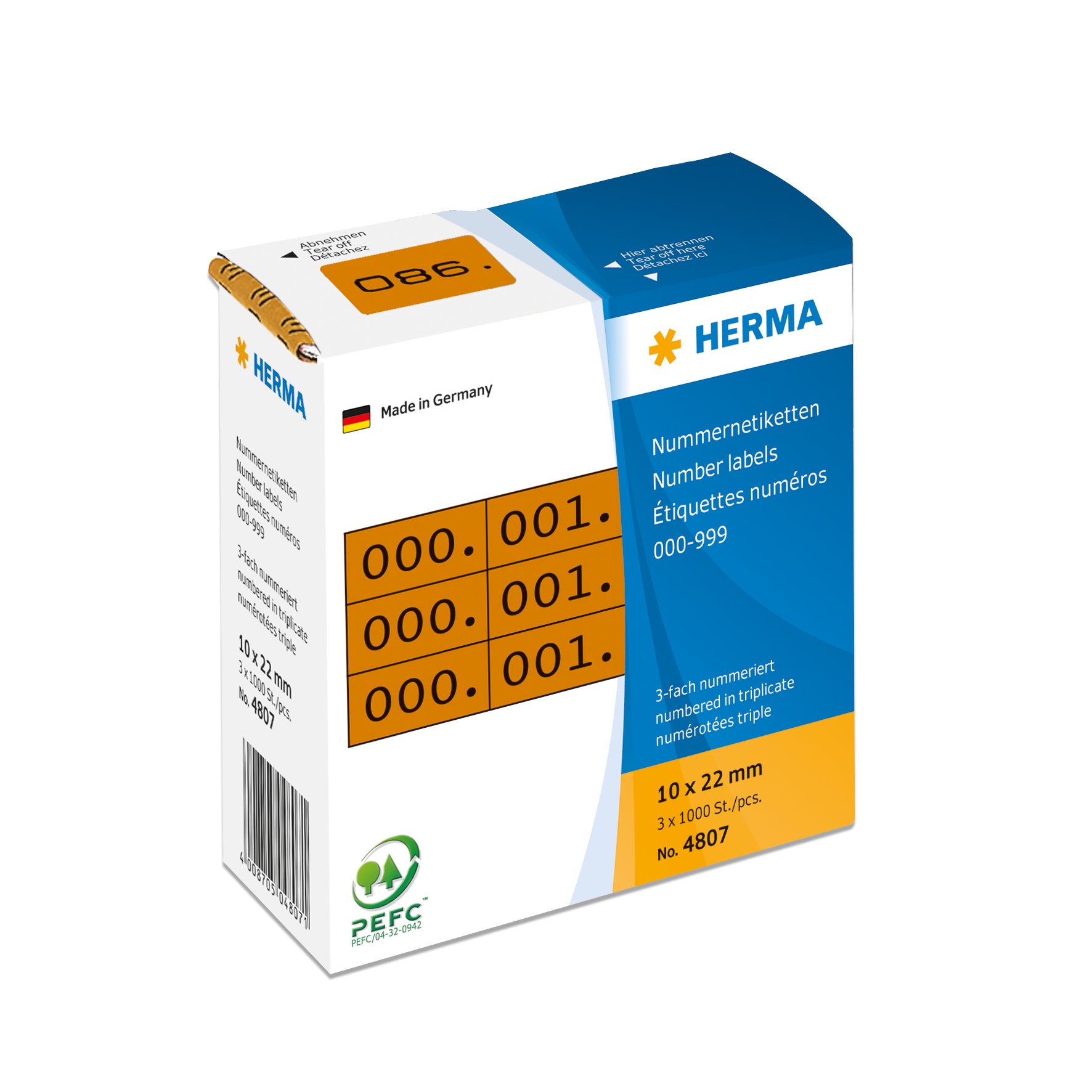 HERMA Nummern-Etiketten – rechteckig 10 × 22 mm, braun, Papier, 3'000 Stk.