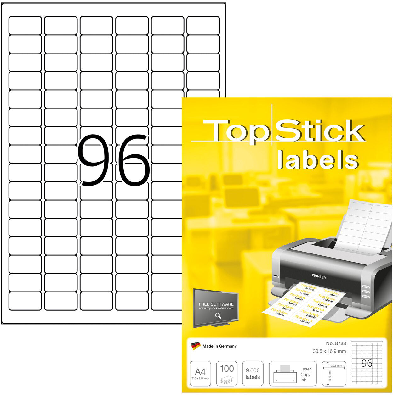 HERMA TopStick 8728 – Etiketten A4 31 × 17 mm – Papier, weiss – permanent haftend – Laser/Inkjet