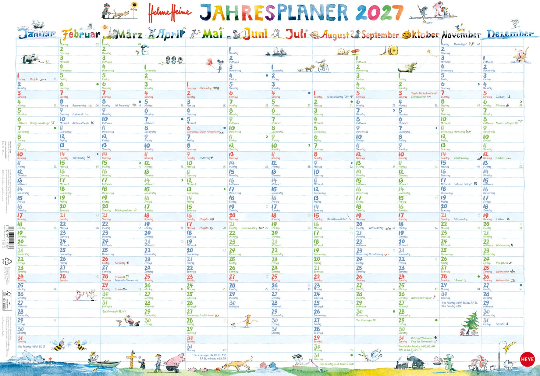 Heye Jahresplaner, 2027, 68 × 48 cm, d, quer