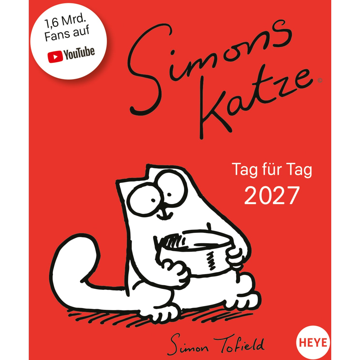 Heye Simons Katze – Abreisskalender 2027 – 11 × 14 cm – Kalendarium deutsch – 1 Tag/Blatt