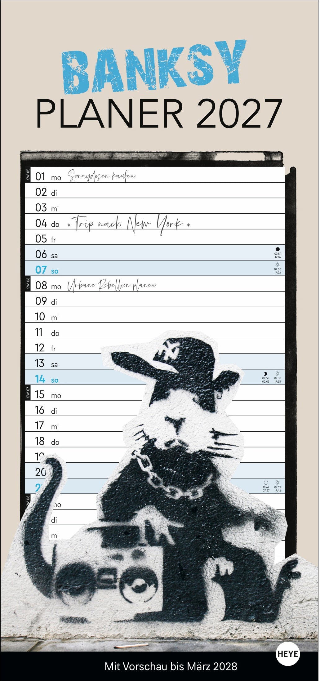 Heye Wandkalender (Monat), 2027, 21 × 45 cm