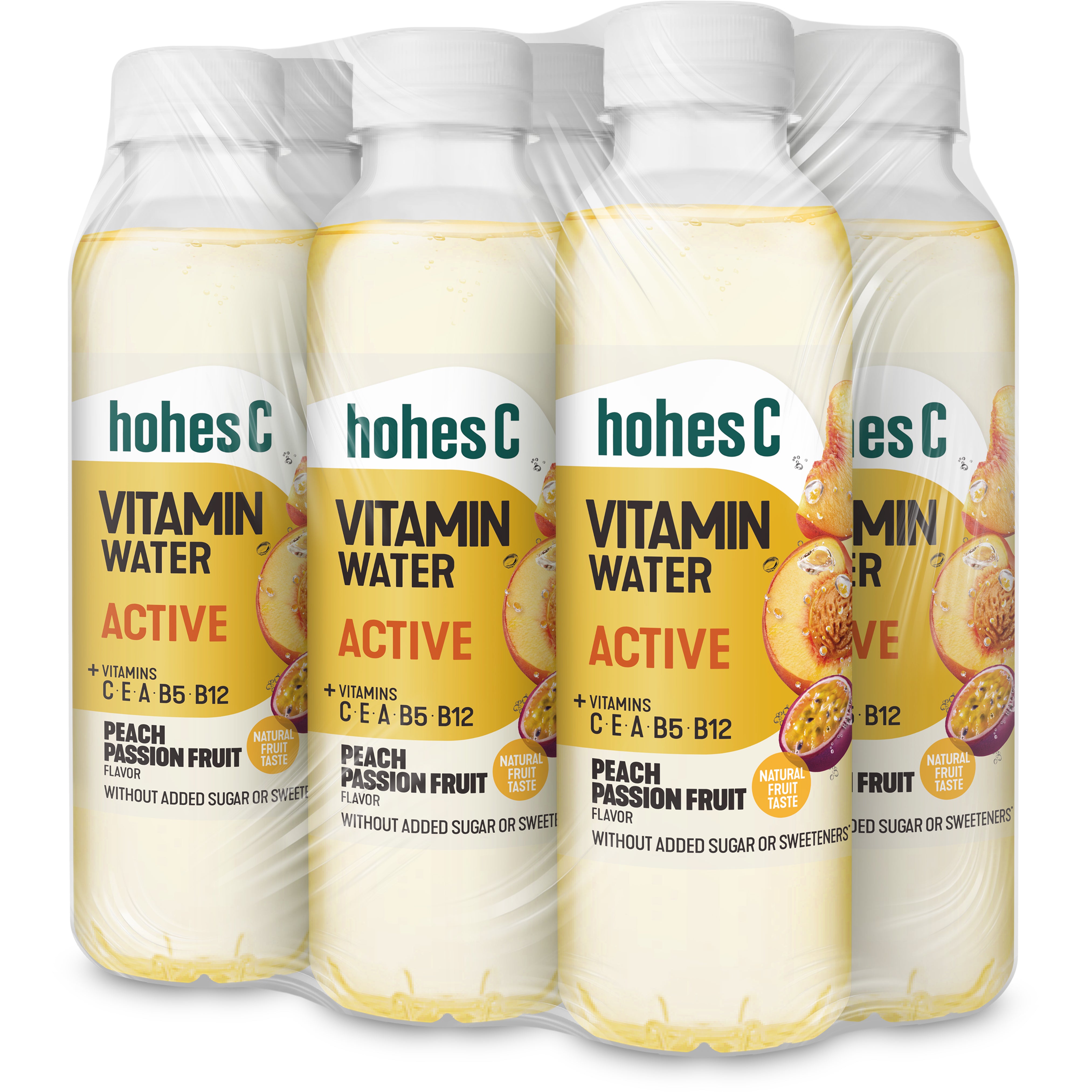 Hohes C – Vitaminwasser Active, Pfirsich & Passionsfrucht, zuckerfrei – 5 dl