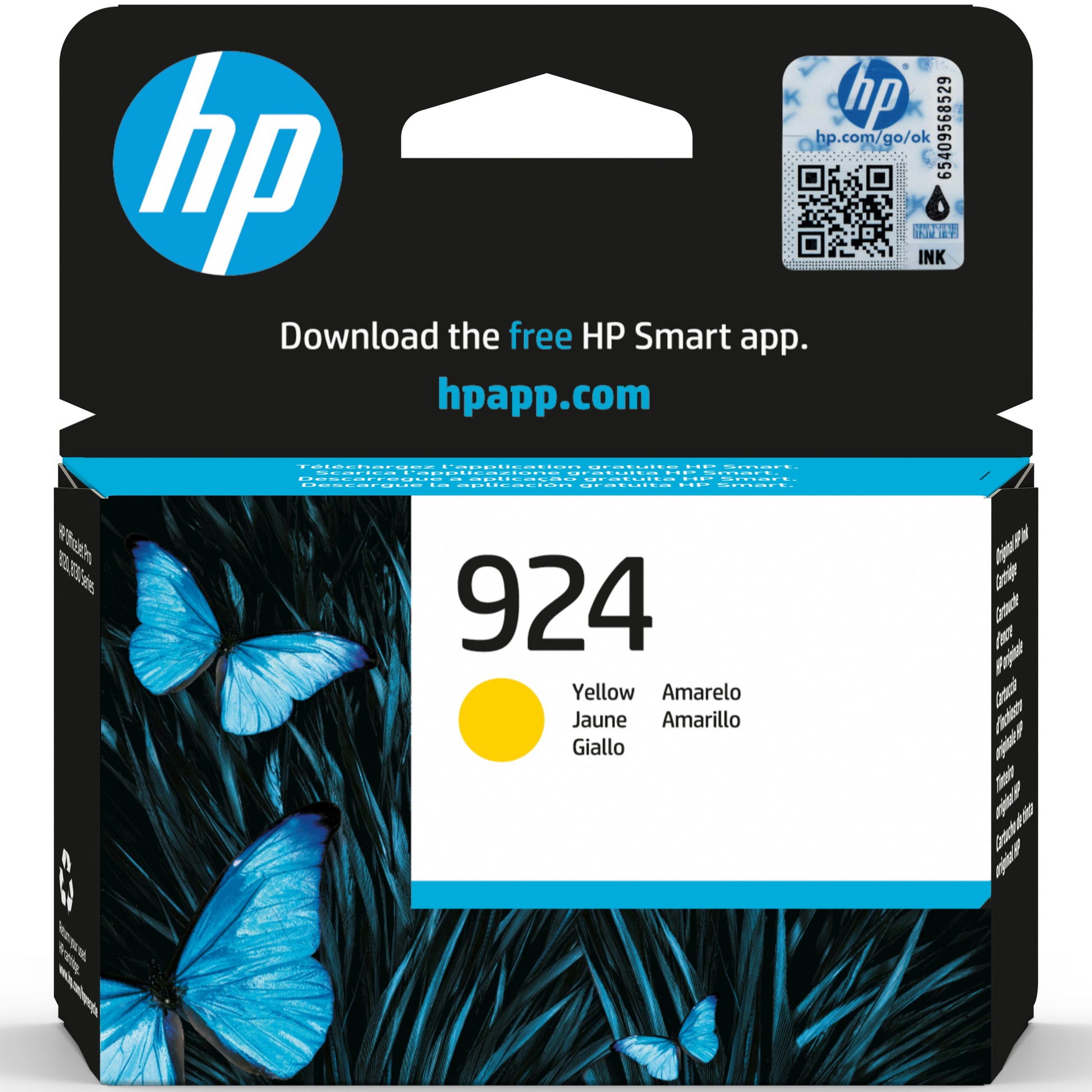 HP 924 Gelb Tintenpatrone (Original) – 400 Seiten – für HP OfficeJet Pro 8120e/8130e/8135e – 4K0U5NE