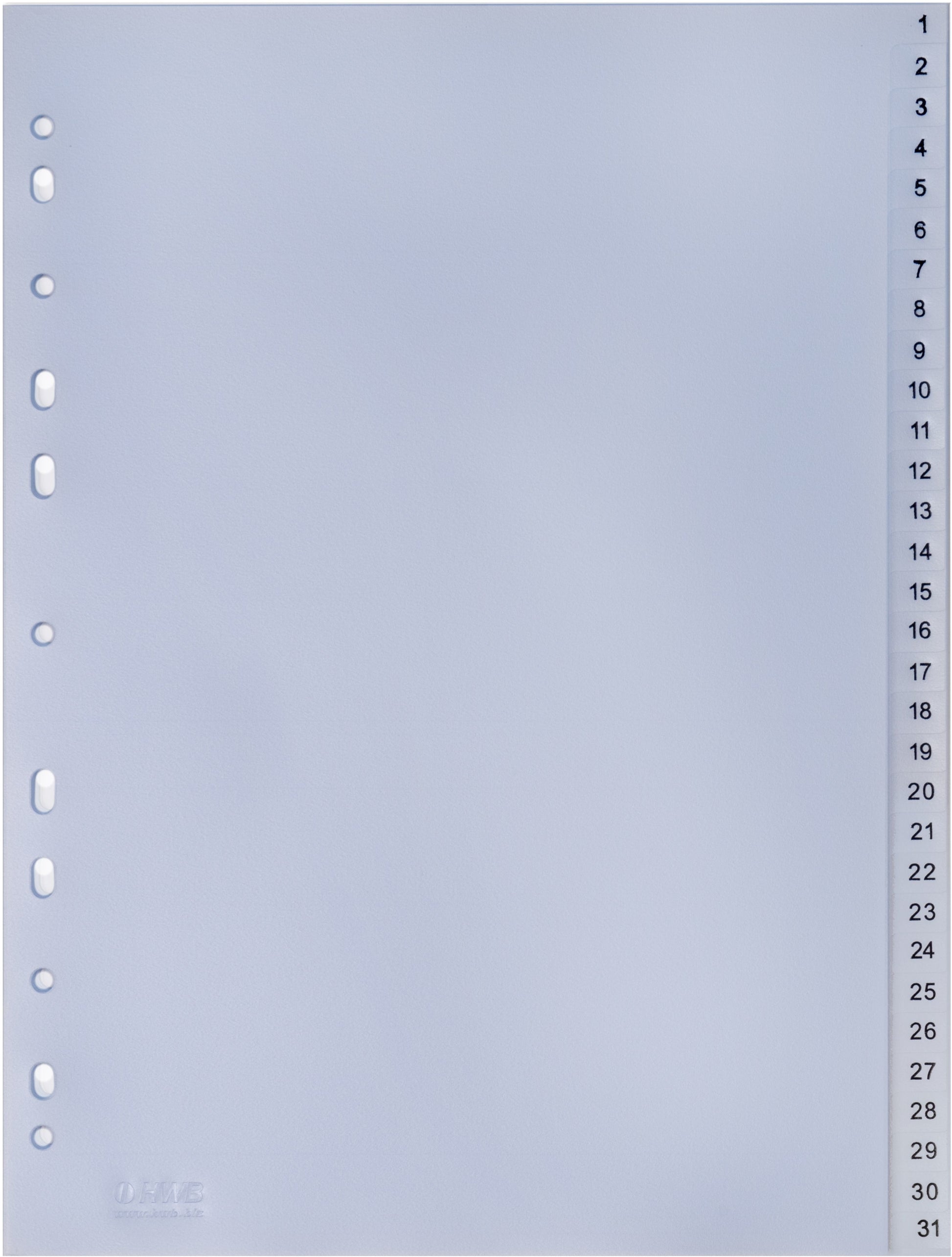 Hwb Register A4 – nummeriert 1–31, transparentes PP