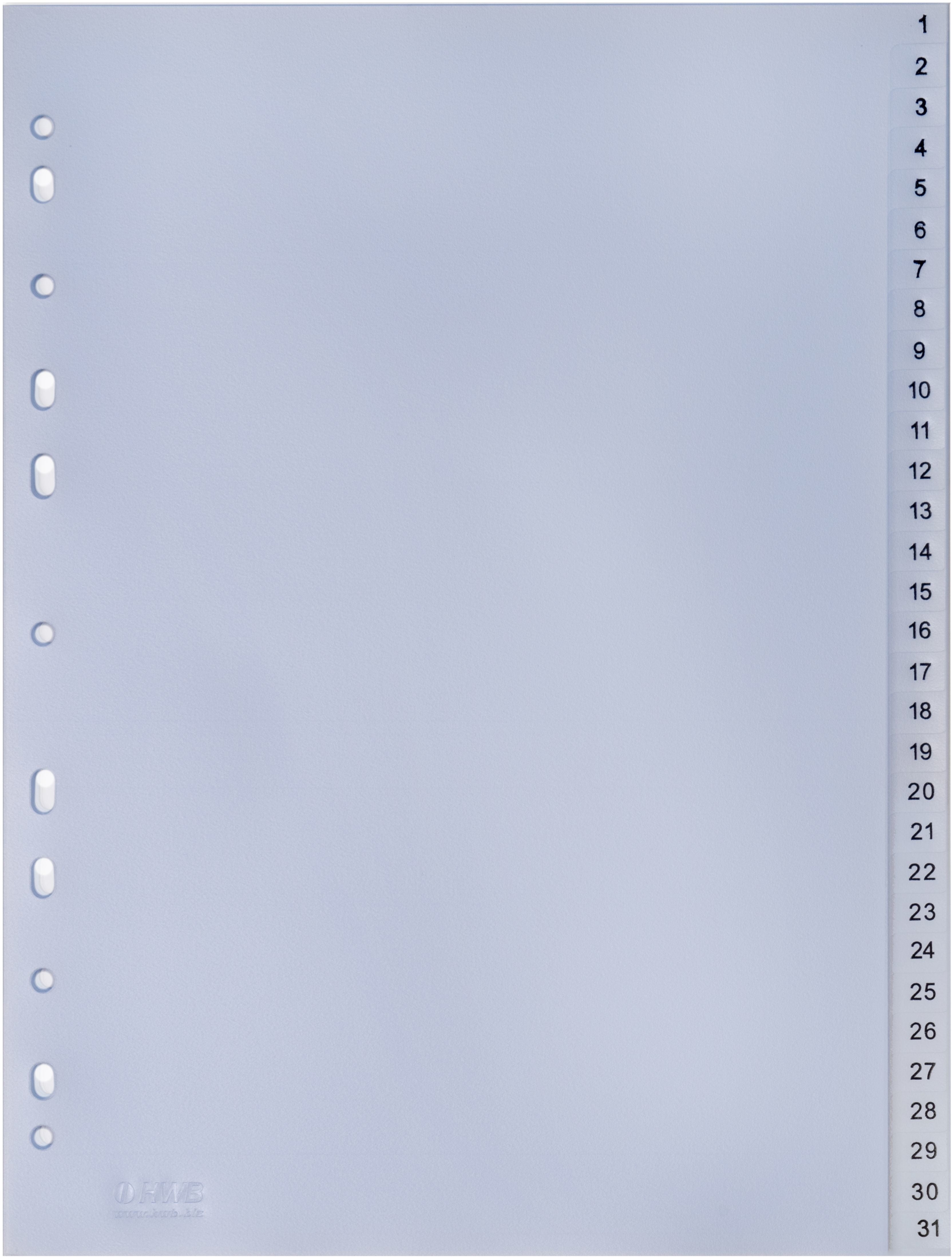 Hwb Register A4 – nummeriert 1–31, transparentes PP