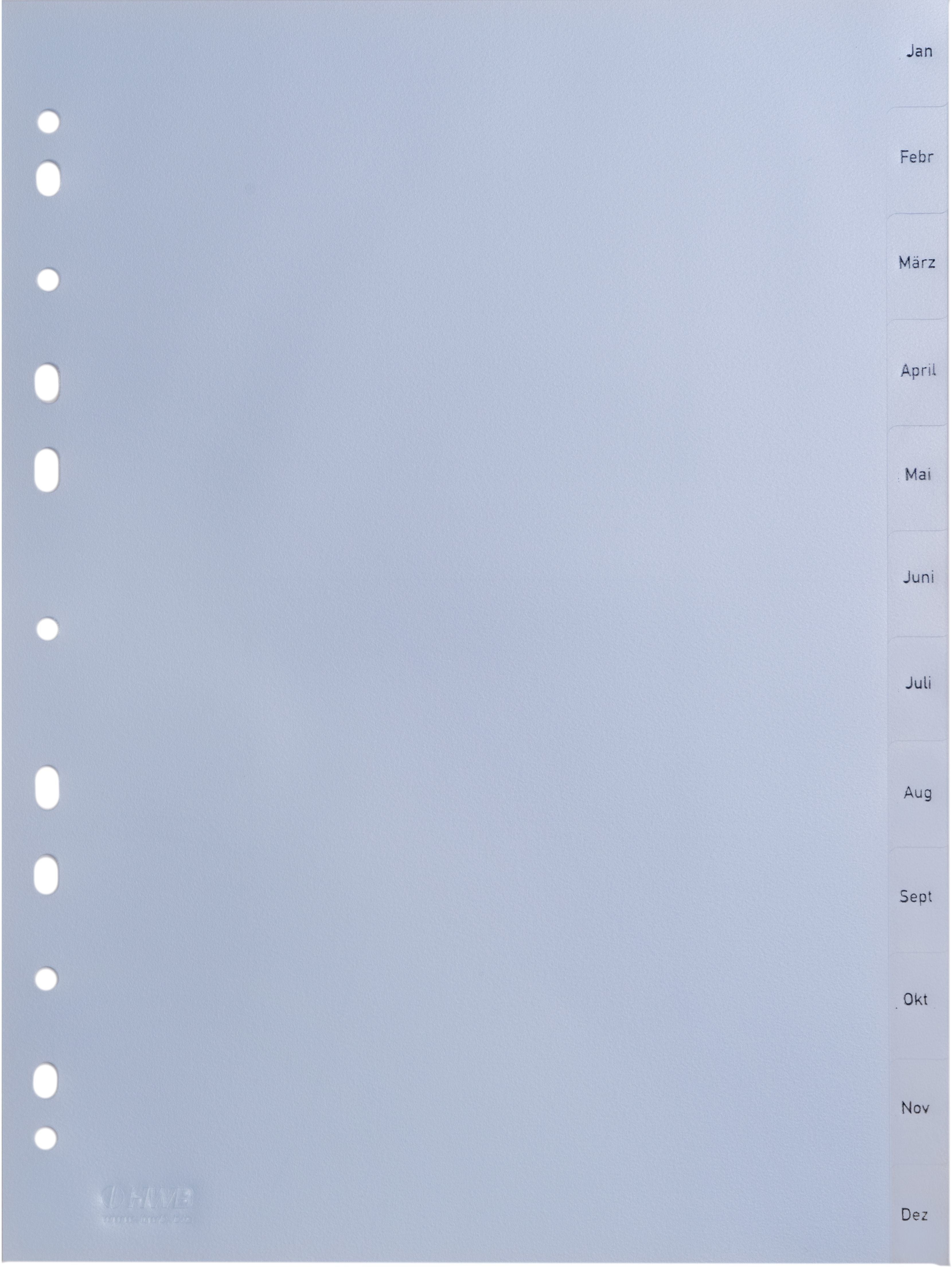 Hwb Register A4 – Monate Jan.–Dez., PP transparent