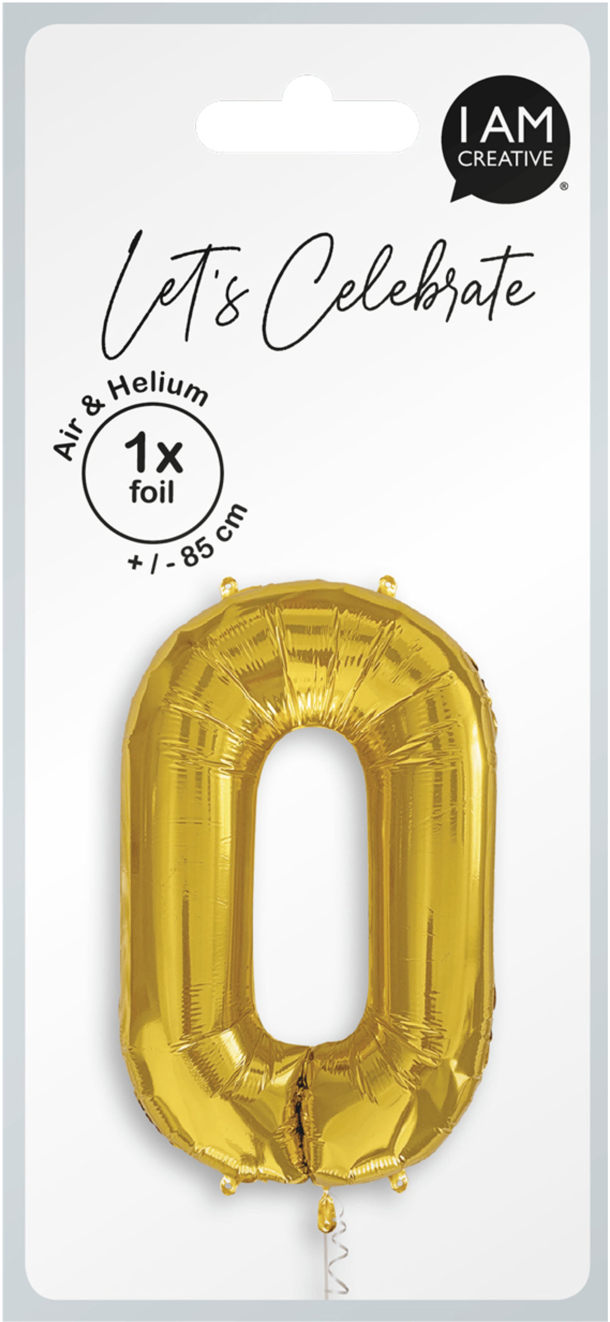 I am creative Folienballon Zahl 0 – Gold – 50 × 85 cm – Folie