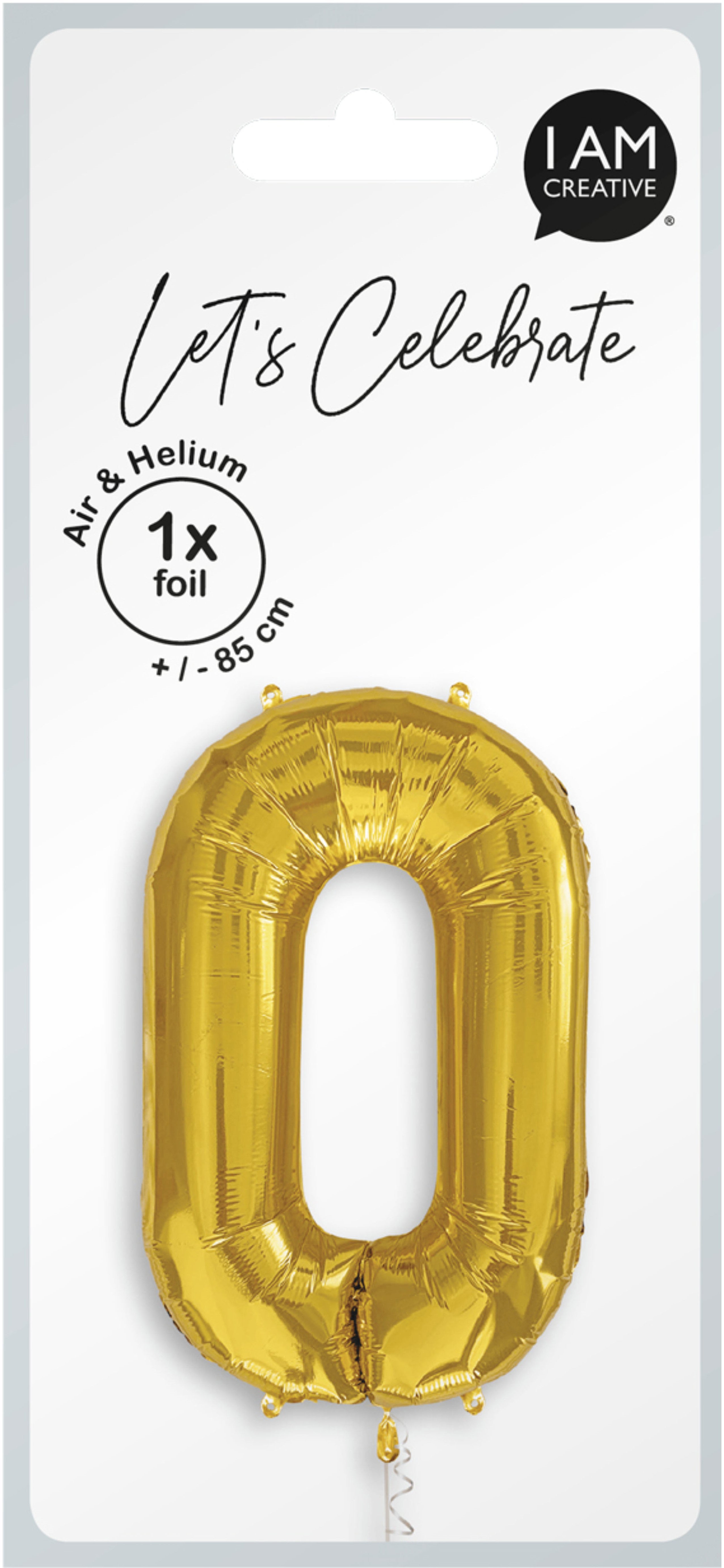 I am creative Folienballon Zahl 0 – Gold – 50 × 85 cm – Folie