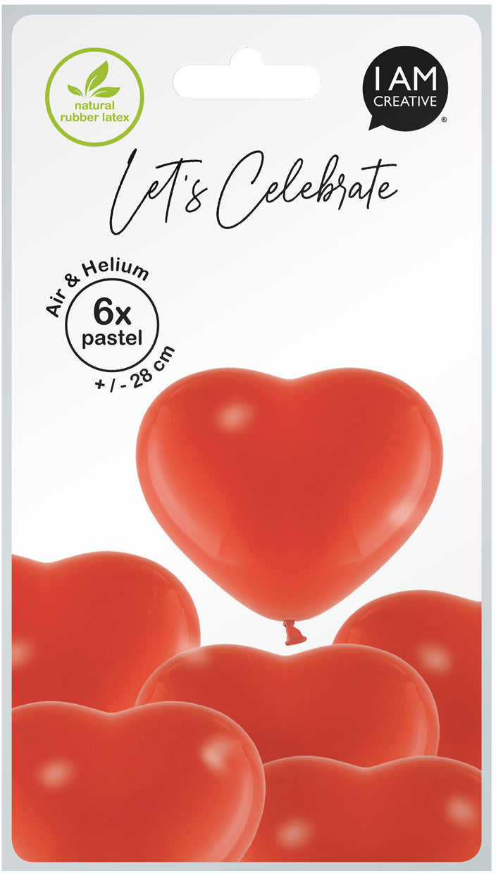 I am creative Herzballons – Rot – Ø 28 cm – Latex – 6 Stk
