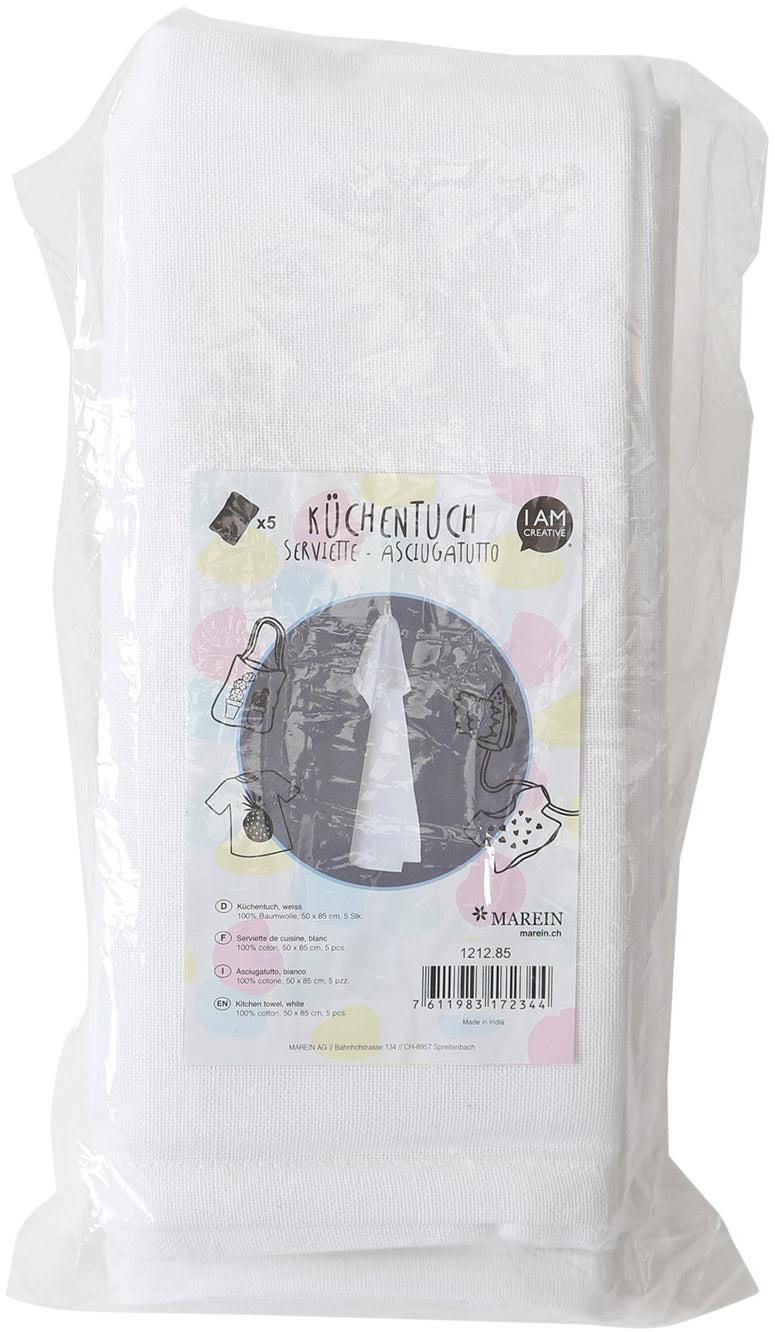 I am creative Küchentuch 1212.85 – weiss – 50 × 85 cm – Baumwolle – 5er-Set